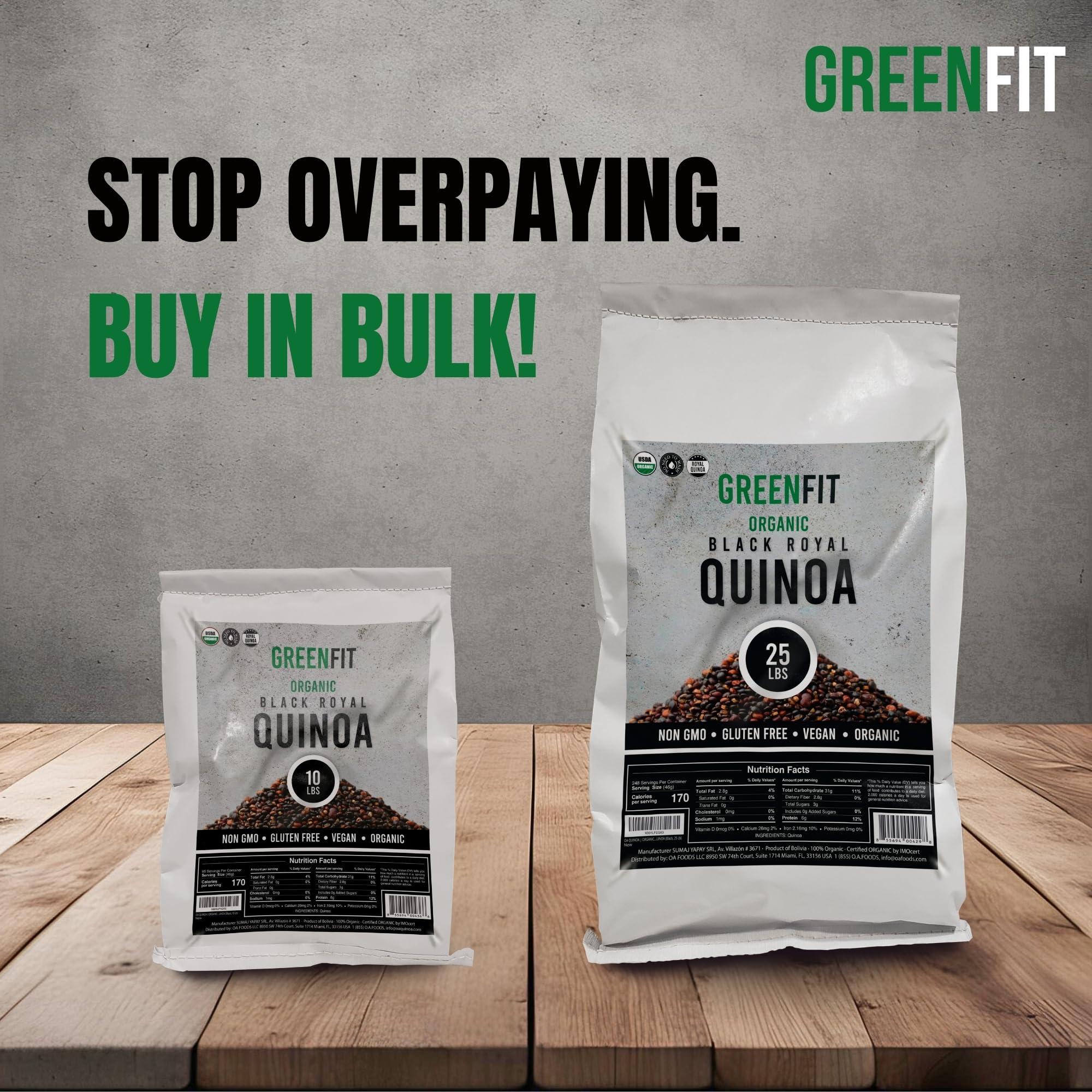 OA QUINOA Royal Organic Black Quinoa | OA Quinoa Now Greenfit | Non-GMO, Gluten-Free, Vegan, and Organic | Complete Protein, High Fiber, Low-Calorie Black Quinoa | (10 Pound - Pack of 1)