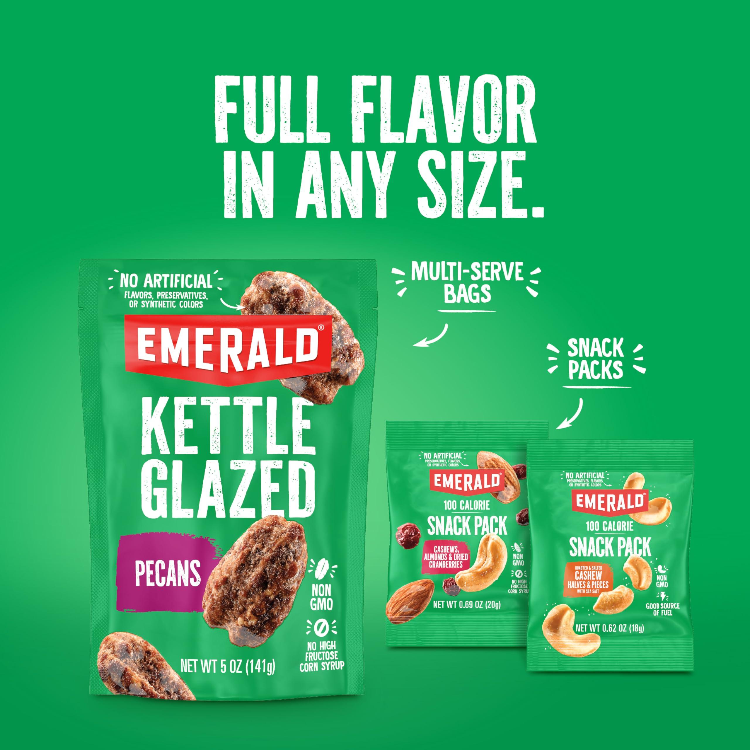 Emerald Emerald Nuts Salt and Pepper Seasoned Cashews (1-Pack), 5oz Resealable Bag, Kosher Certified, Non-GMO, Contains No Artificial Preservatives, Flavors or Synthetic Colors