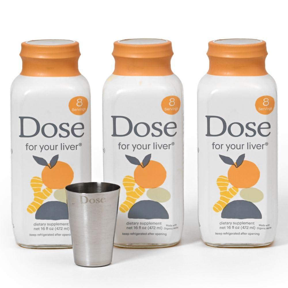 Dose for Your Liver DOSE for Your Liver Cleanse Detox & Repair, Organic Milk Thistle Supplement with Turmeric, Dandelion, Ginger, and Orange, Promotes Optimal Liver Function,16oz Bottle, 3 Pack (3 Weeks Supply)
