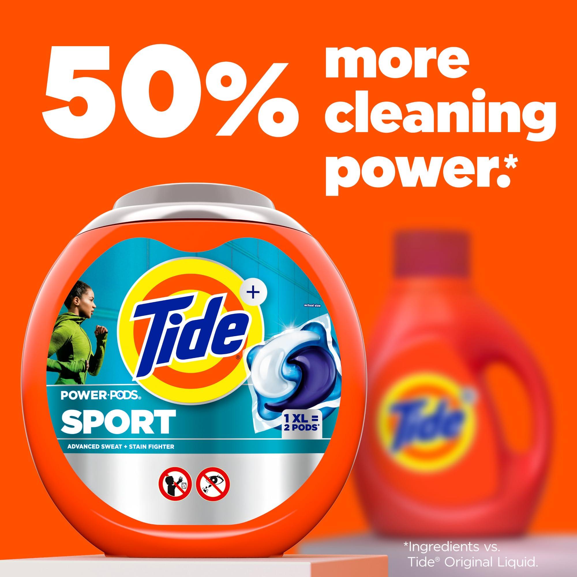 Tide Tide Power PODS Laundry Detergent Soap Pacs with Febreze Sport, 63 Count, Laundry Pods with Febreze Freshness and Sport Odor Defense