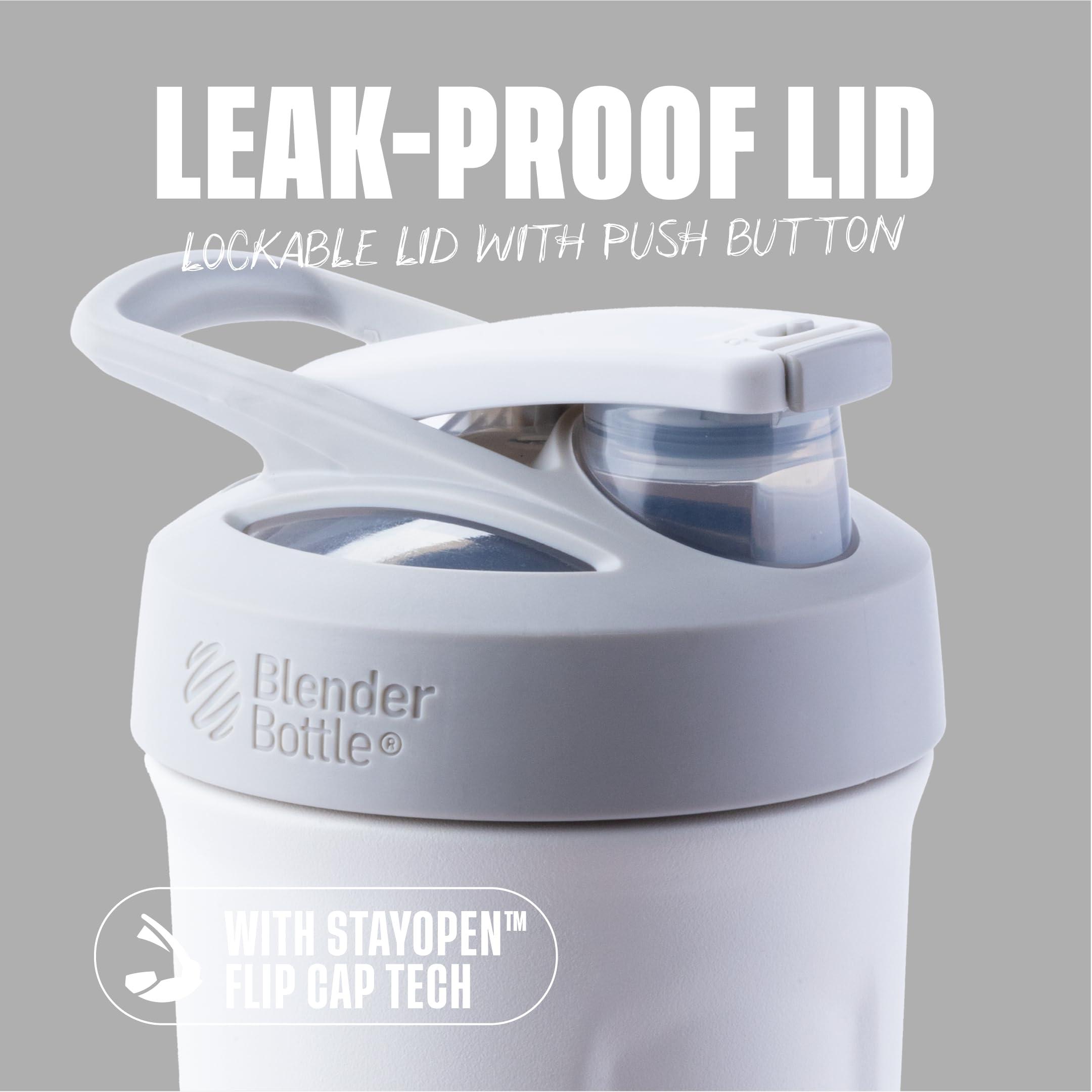 BlenderBottle BlenderBottle Strada Shaker Cup Insulated Stainless Steel Water Bottle with Wire Whisk, 24-Ounce, White