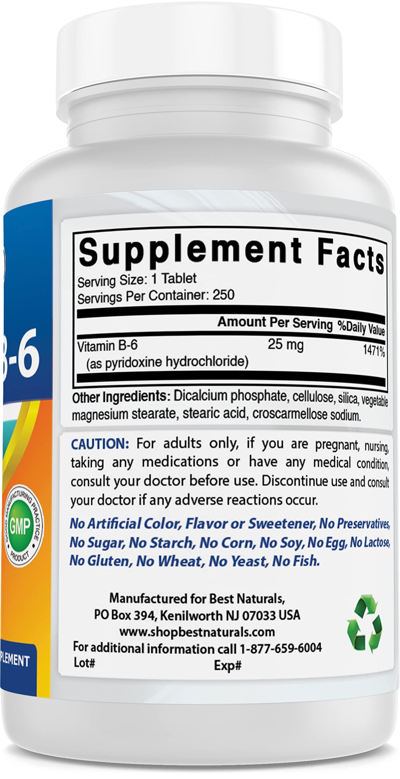 Best Naturals Best Naturals Vitamin B6 25mg 250 Tablets (250 Count (Pack of 3))