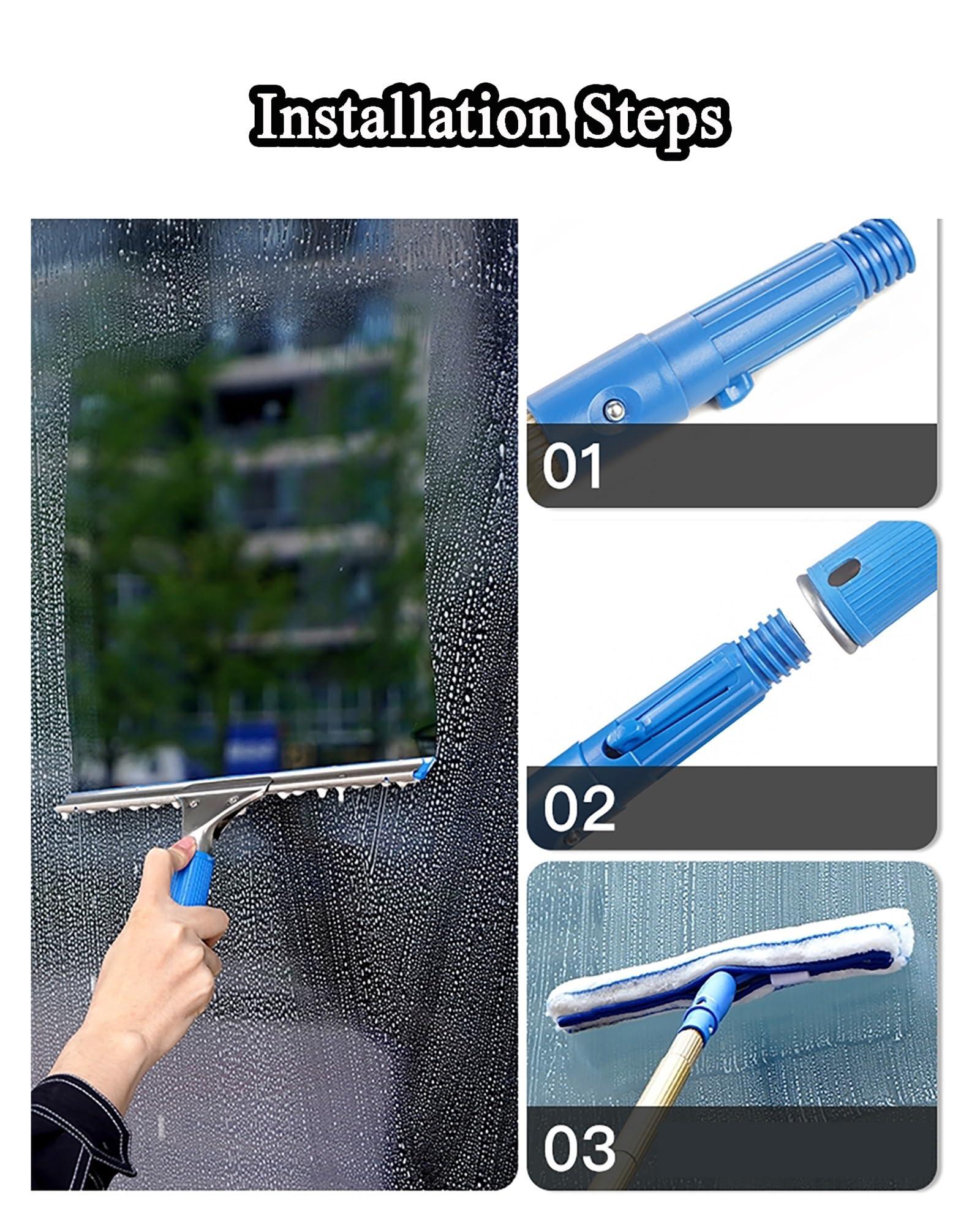 Generic High Altitude Window Cleaning Pole, High Reach Window Cleaner Tool, Squeegee for Window Cleaning with Extension Pole(12m)