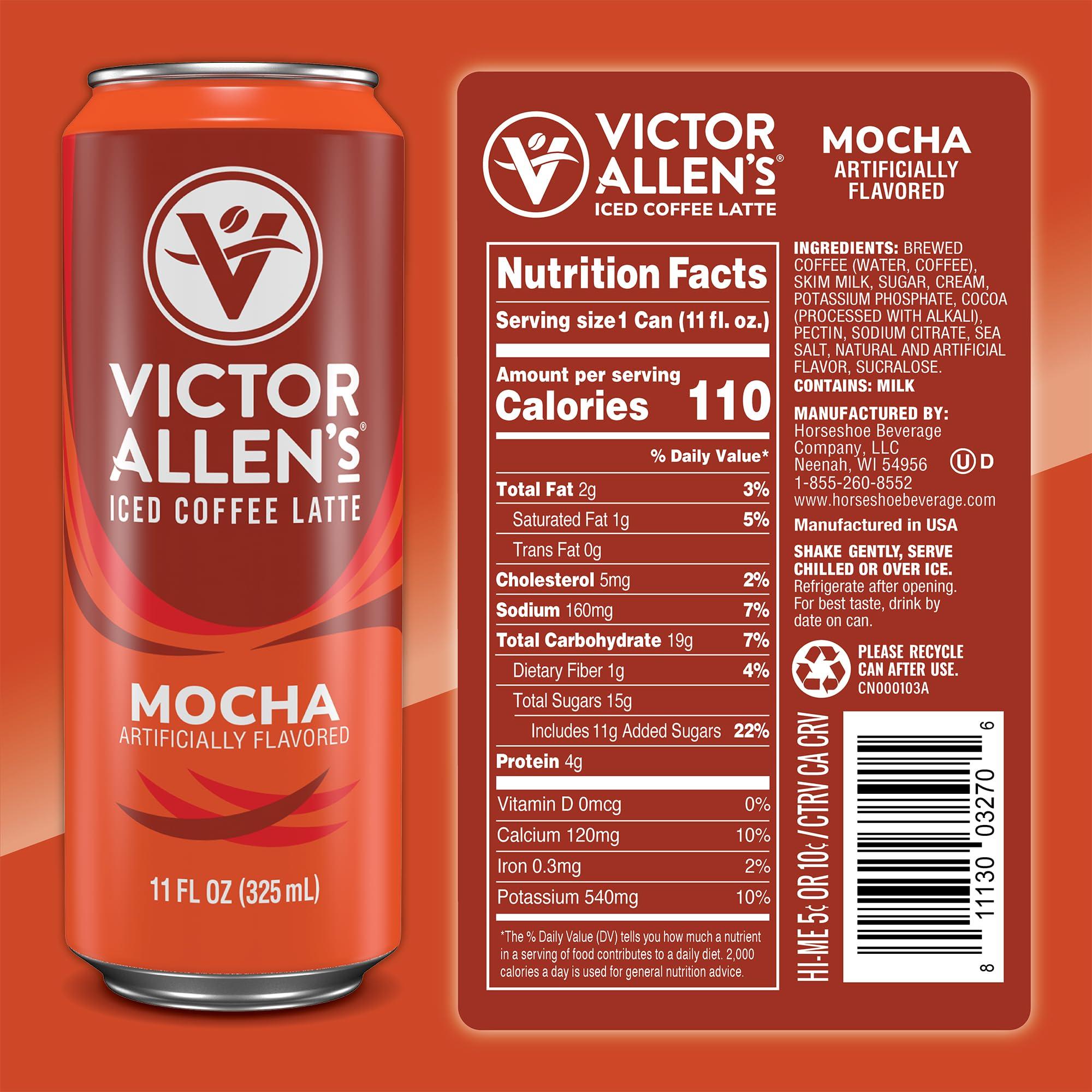 Victor Allen\'s Coffee Victor Allen\'s Coffee Mocha Iced Canned Coffee Latte, 11oz Cans (12 Pack)