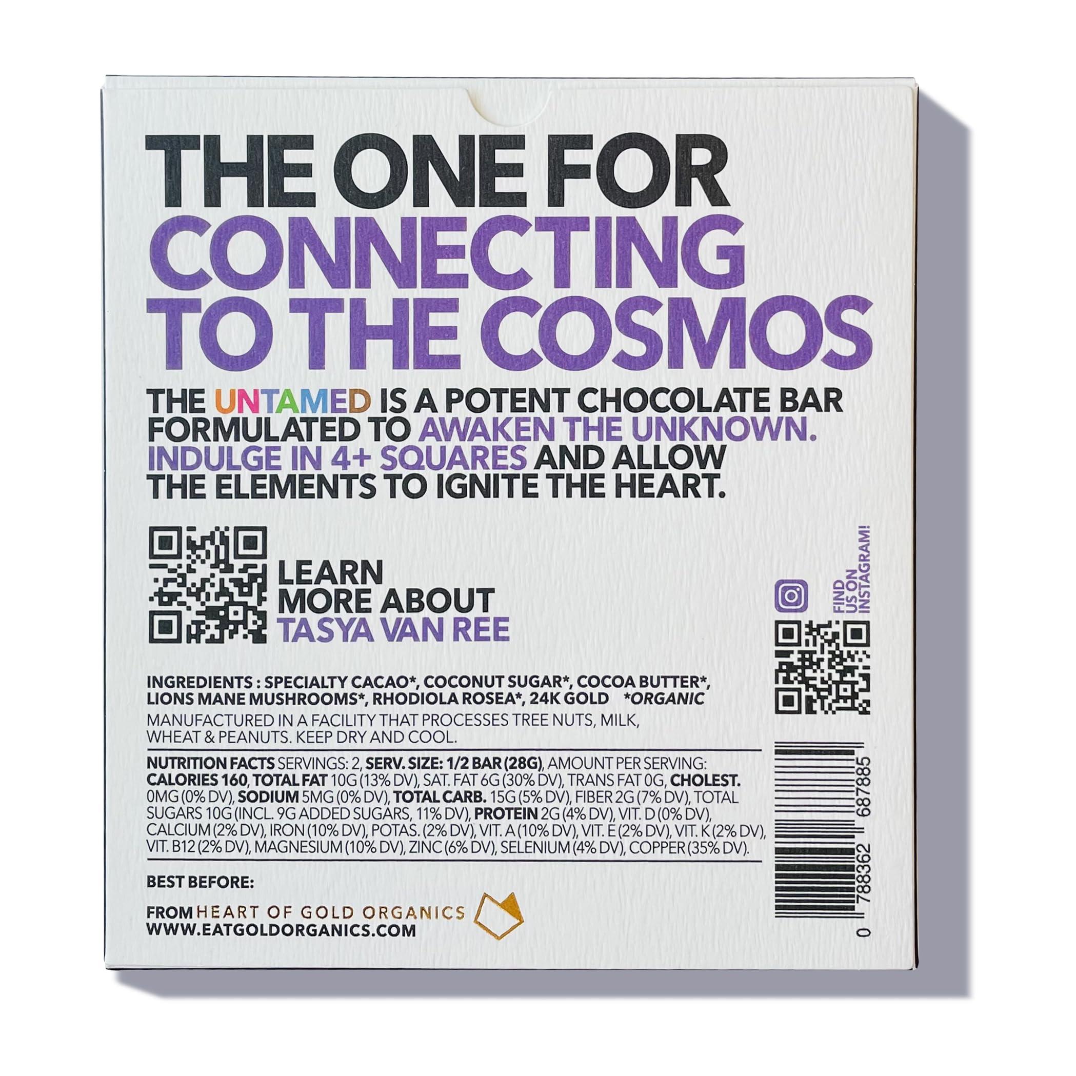 EAT GOLD ORGANICS THE UNTAMED : A potent, functional chocolate bar formulated to awaken the wild within. Limited edition, premium cacao, adaptogens, mushrooms & 24k GOLD