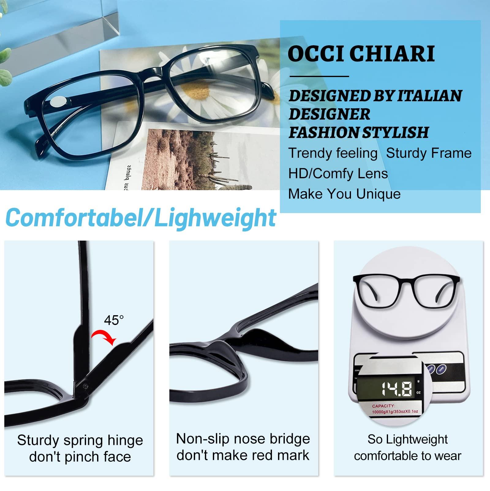 OCCI CHIARI OCCI CHIARI XL Reading Glasses Men Large head Comfortable Readers 1.0 1.25 1.5 1.75 2.0 2.25 2.5 2.75 3.0 3.5 4.0 5.0 6.0(3.5x Black)