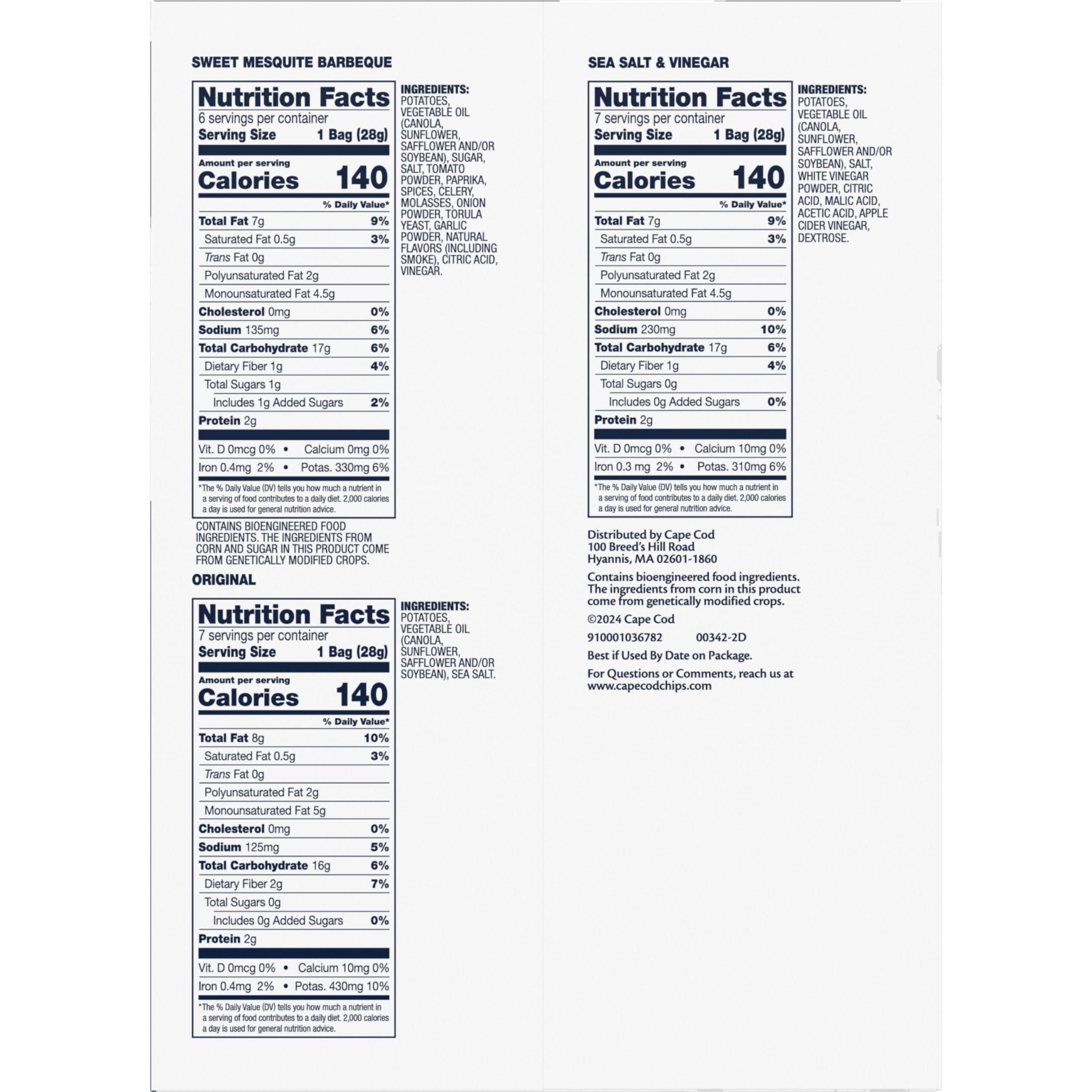 Cape Cod Cape Cod Potato Chips Variety Pack, 1 Oz, (Pack of 20)