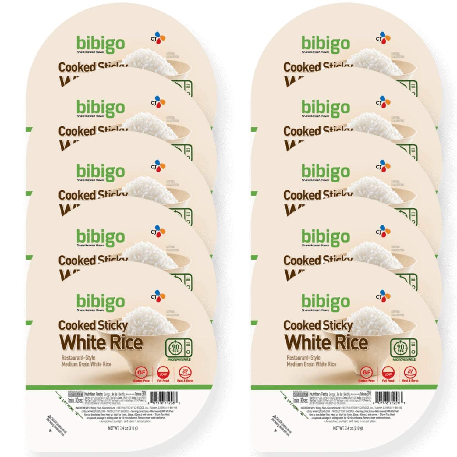 bibigo bibigo Cooked Sticky White Rice Bowls, Medium Grain, 7.4 oz, 12 ct