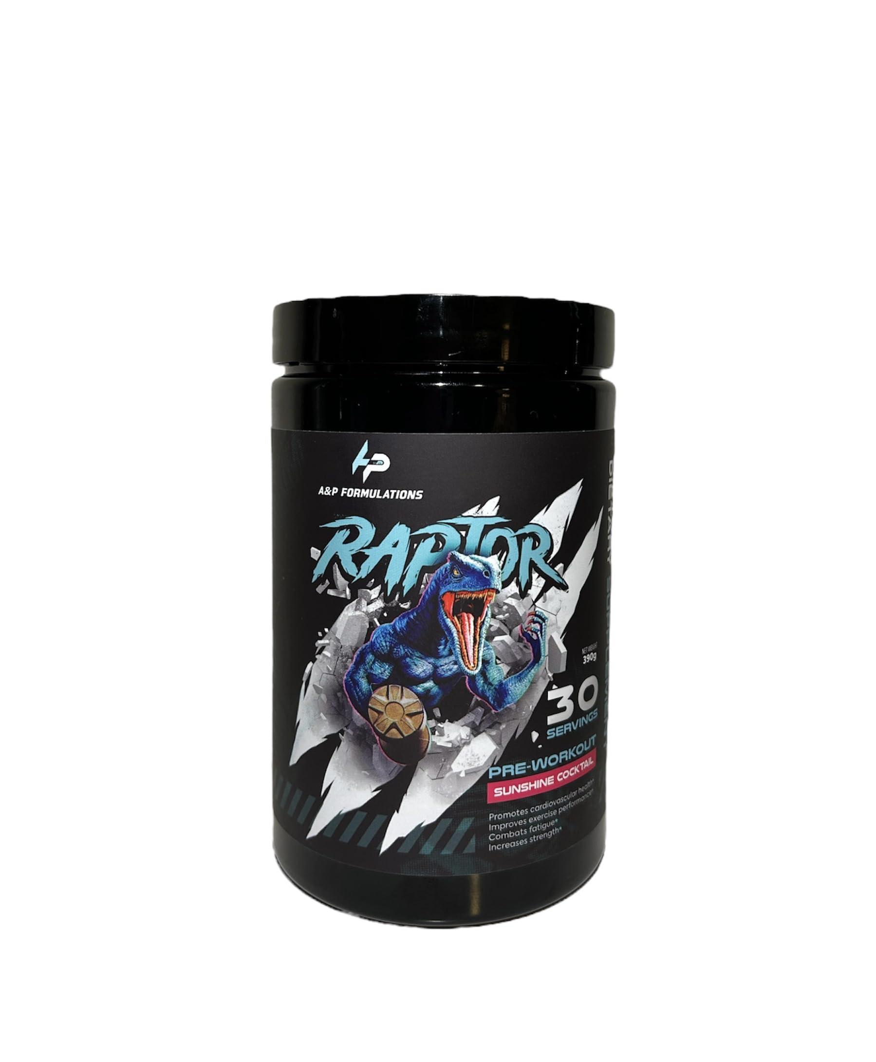 A&P Formulations A&P Formulations Raptor Pre-Workout Powder for Men & Women/Pump, Energy, Performance/ 350mg Caffeine /100mg S7/400mg Yerba Santa/Citrulline+ Beta Alanine/ 30 Servings (Sunshine Cocktail)
