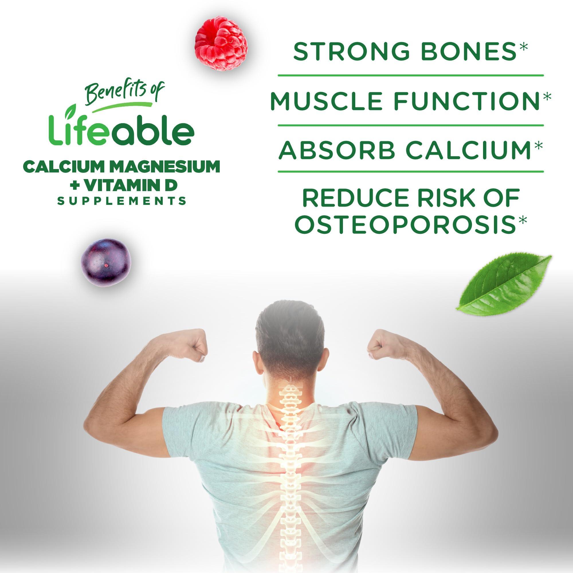 Lifeable Lifeable Calcium Magnesium Zinc with Vitamin D3 Gummies | Great Tasting Calcium Magnesium Zinc D3 Supplement | for Tooth and Bone Health | Calcium Gummies for Adults | 90 Gummies