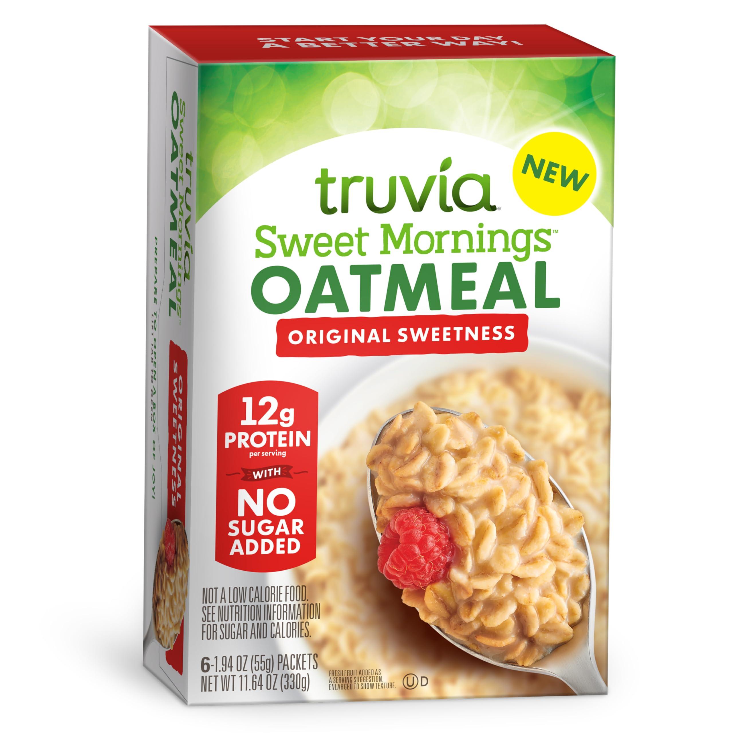 Truvia Truvia Sweet Mornings Original Instant Rolled Oat Oatmeal Packets, 12 G Protein, No Sugar Added (6 packets)