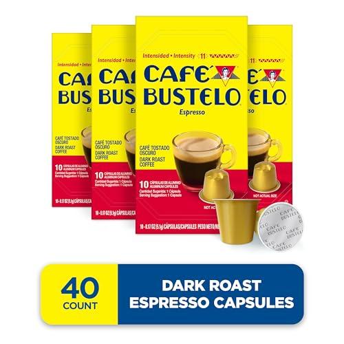 CAF BUSTELO Caf Bustelo Aluminum Espresso Capsules, Dark Roast Coffee, Nespresso OriginalLine Compatible, Intensity 11, 40 Count