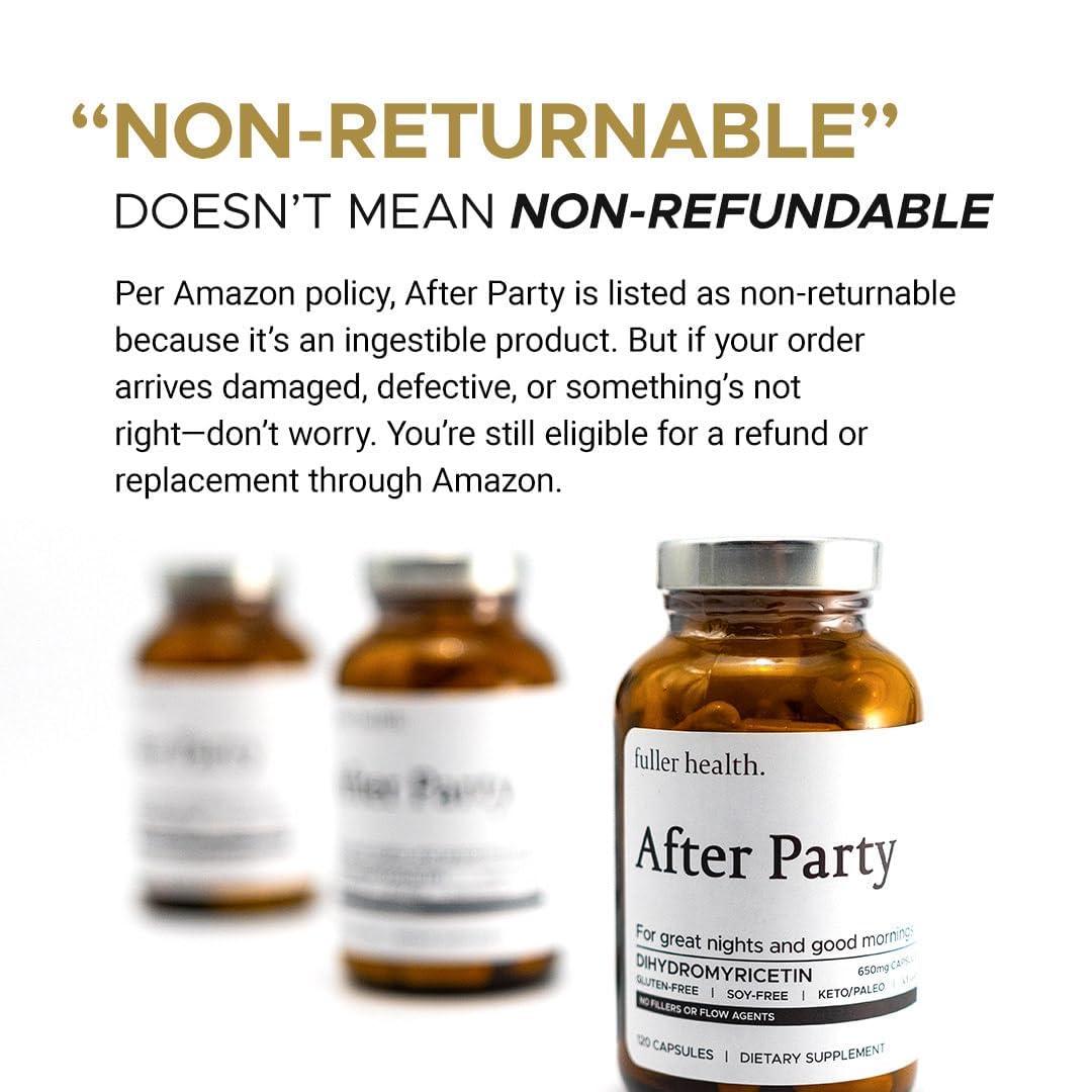 Fuller Health Fuller Health After Party, Dihydromyricetin Supplement | Supports Liver, Metabolism, Energy Levels, Post-Celebration Relief | Feel Refreshed, 650mg Per Pill | 1 Bottle, 24 Servings