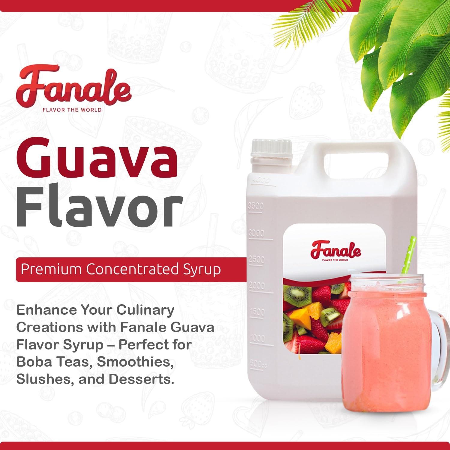 Fanale Fanale Premium Flavoring Concentrated Syrup for Bubble Tea 11 lb | Guava Flavor Syrup | for Boba Tea, Smoothies, Slushes, Desserts | 11lb | Pack of 4 | SRP210-CS
