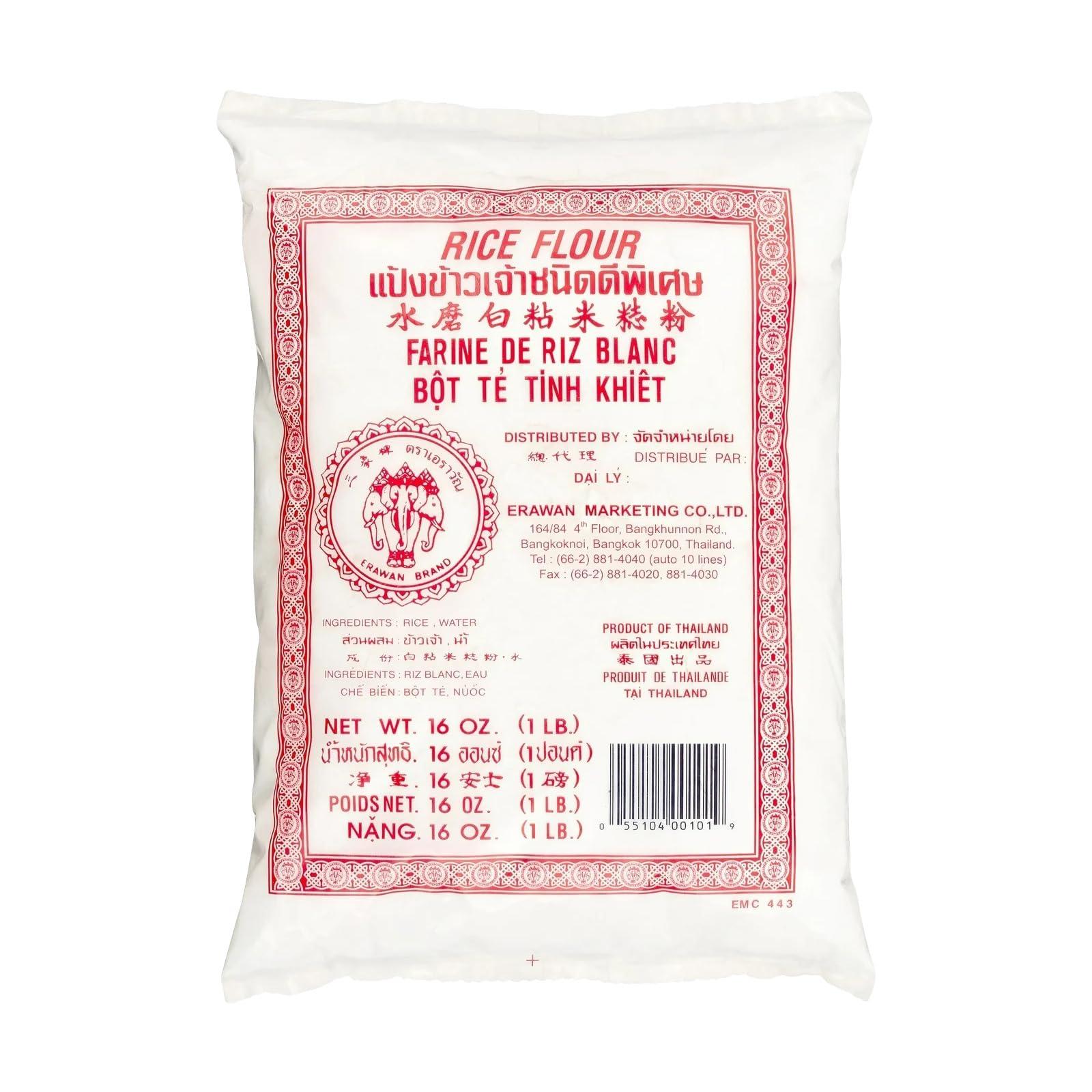 SPICEBRO Thai Rice Flour 16 oz (Basic), Pack of 1, Thailand Rice Flour for Baking & Cooking, Gluten-Free, 1 Pound Erawan Brand, Sourced for SPICEBRO online Grocery