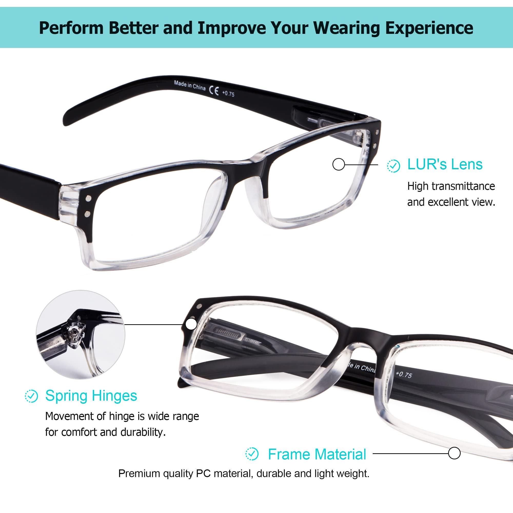 LUR LUR 3 Packs Half-rim Metal Reading Glasses + 4 Packs Classic Reading Glasses(Total 7 Pairs Readers +0.75)