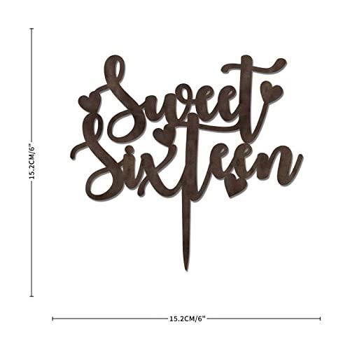 CustonCares Sweet 16 Cake Toppers 16th Happy Birthday Cake Topper Brown Wood Sixteen 16 Years Old Happy Birthday Party Favors Personalized Name Any Age Number 16th Anniversary Birthday Present For Family Friends
