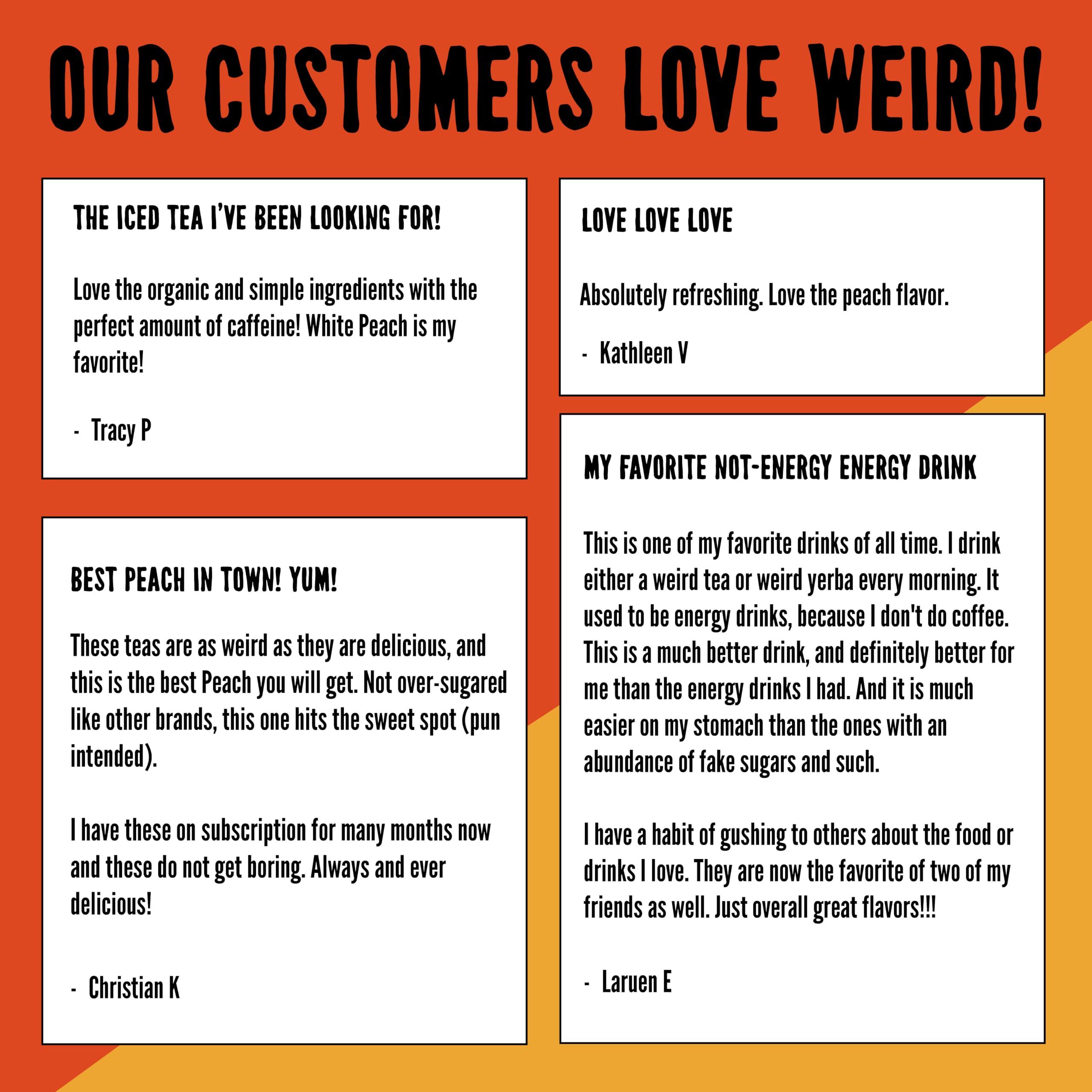 WEIRD Drink Weird Organic White Peach Oolong Tea 16oz Cans, 160mg Organic Caffeine, Pack of 12 A Refreshing Energy Drink Alternative