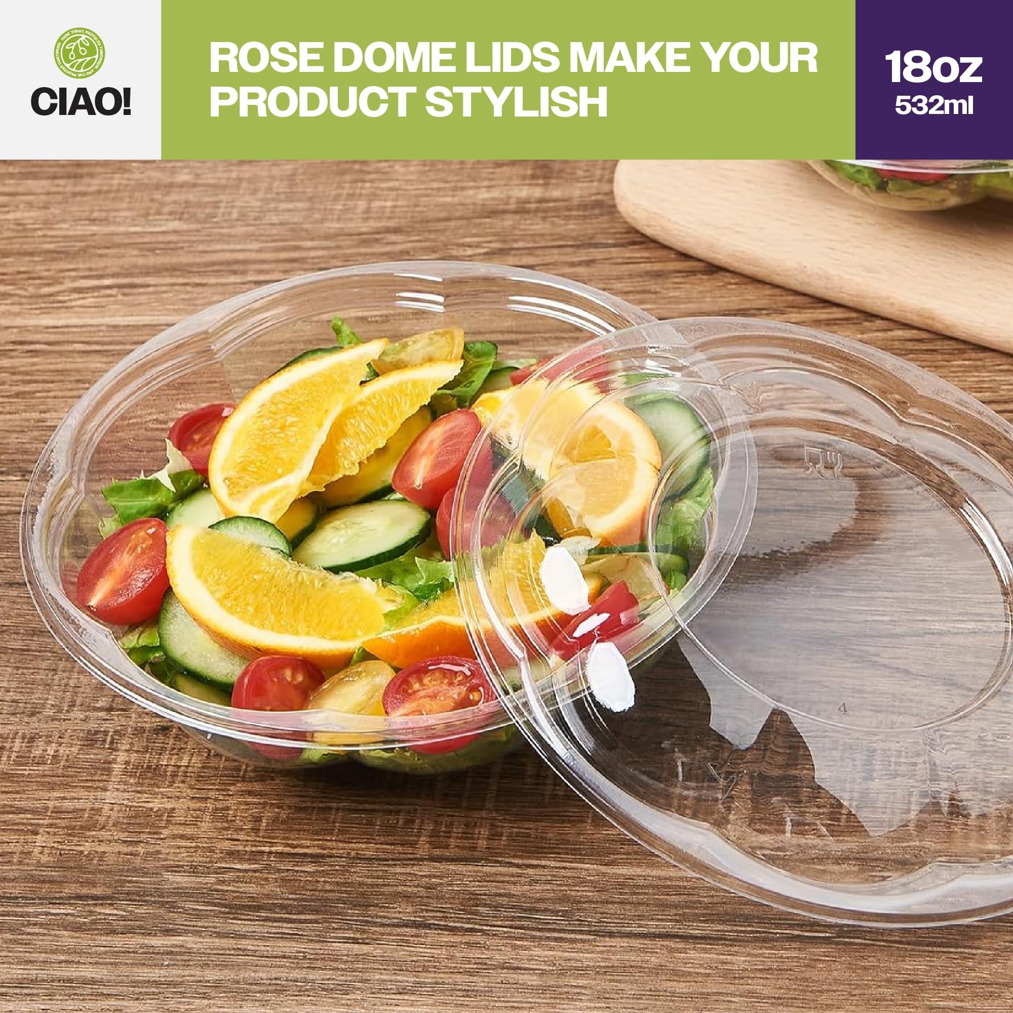 CIAO! CIAO! 18 oz Clear PET Fruit and Salad Bowl with Rose Dome Lid (150/case)