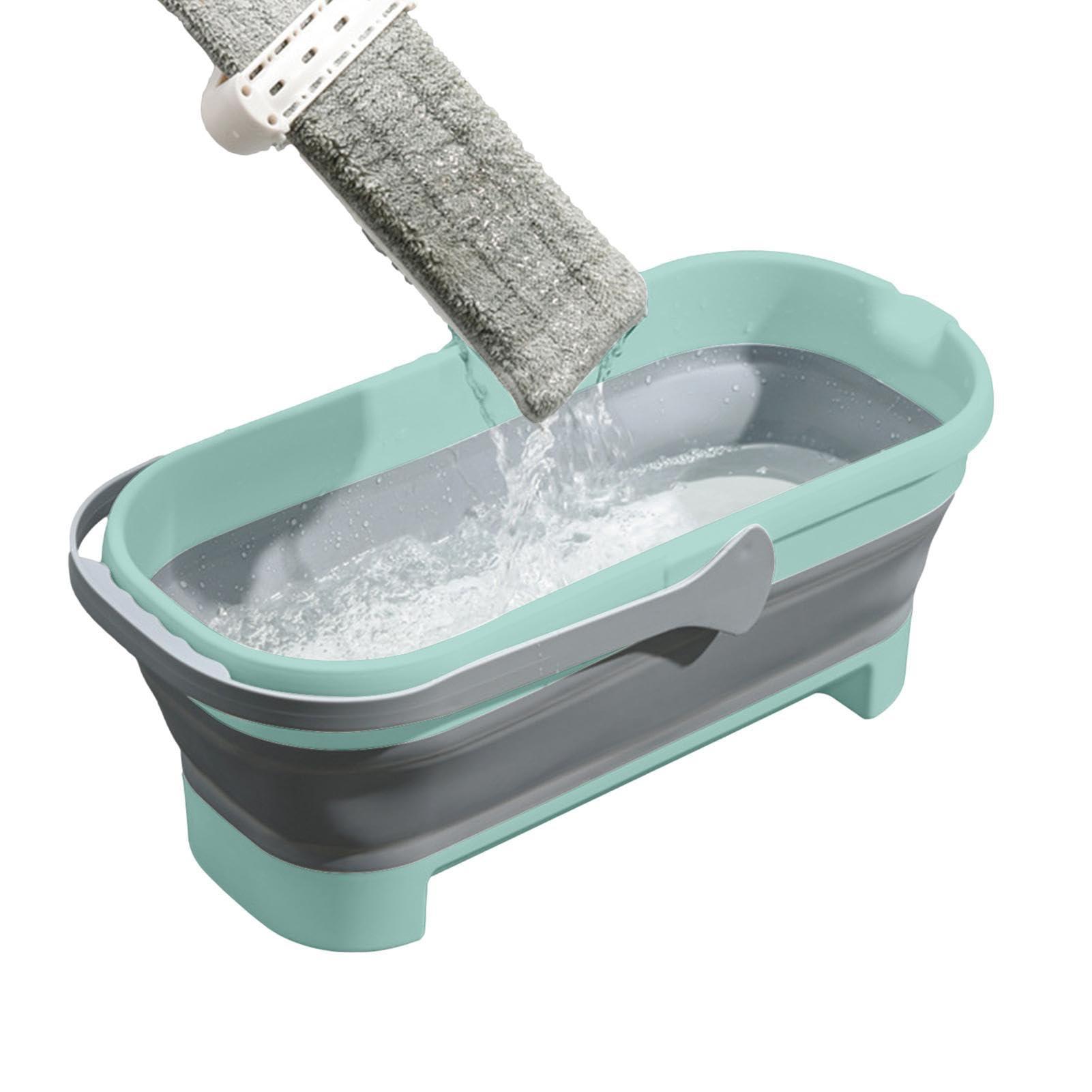 Naysku Large Collapsible Bucket - Collapsible Rectangular Handy Basket/Bucket, Portable Rectangular Folding Bucket with Sturdy Handle, Multiuse Water Bucket for Cleaning Mop, for Camping, Beach Trips