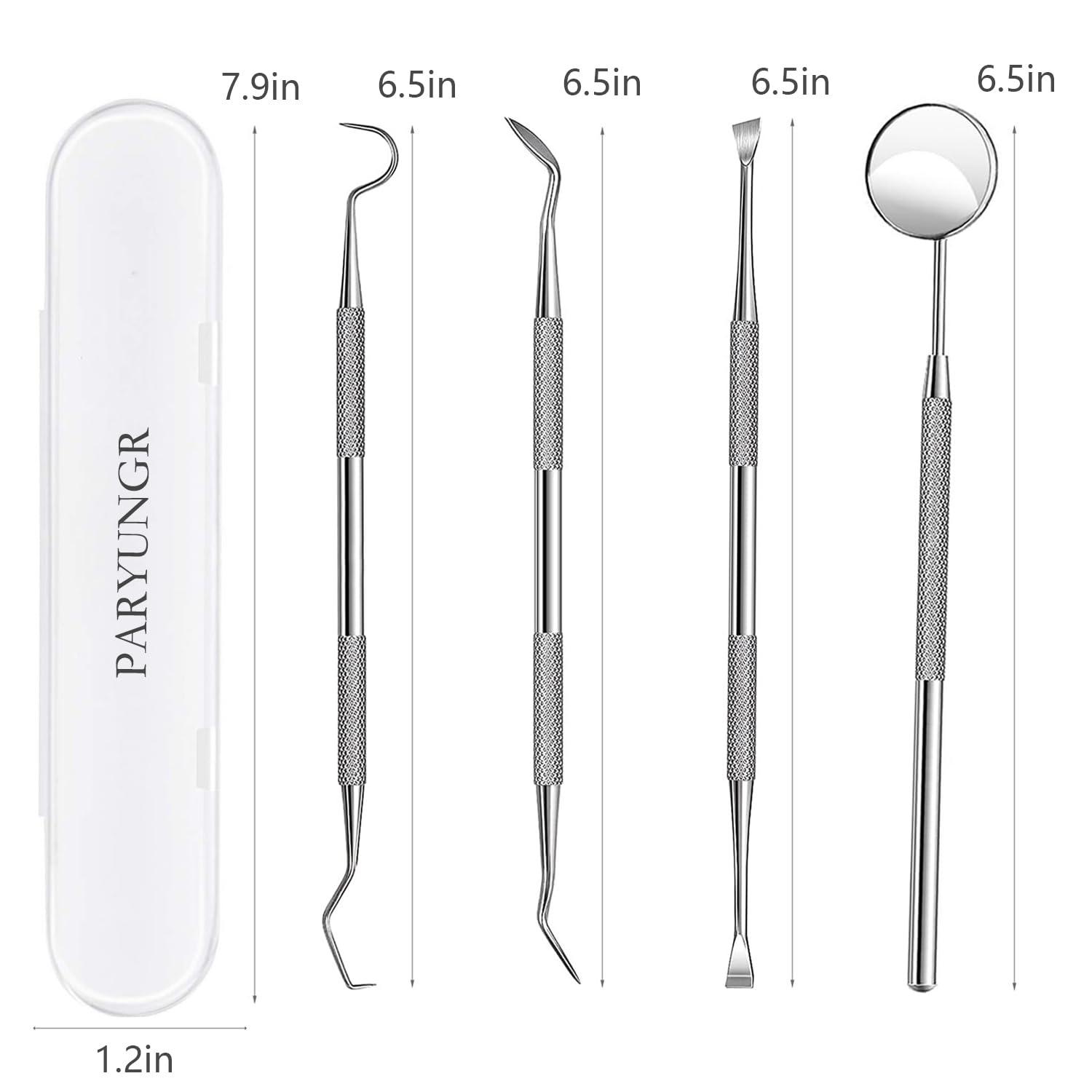PARYUNGR PARYUNGR Dental Tools, Professional Teeth Cleaning Oral Care Hygiene Kit, Stainless Steel Dental Pick Tooth Scraper Tartar Plaque Remover for Dentist, Personal, Pet Use with Storage Box