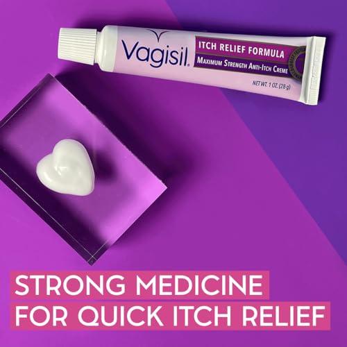 Vagisil Vagisil Maximum Strength Feminine Anti-Itch Cream with Benzocaine for Women, Helps Relieve Yeast Infection Irritation, Gynecologist Tested, Fast-acting, Soothes and Cools Skin, 1 oz