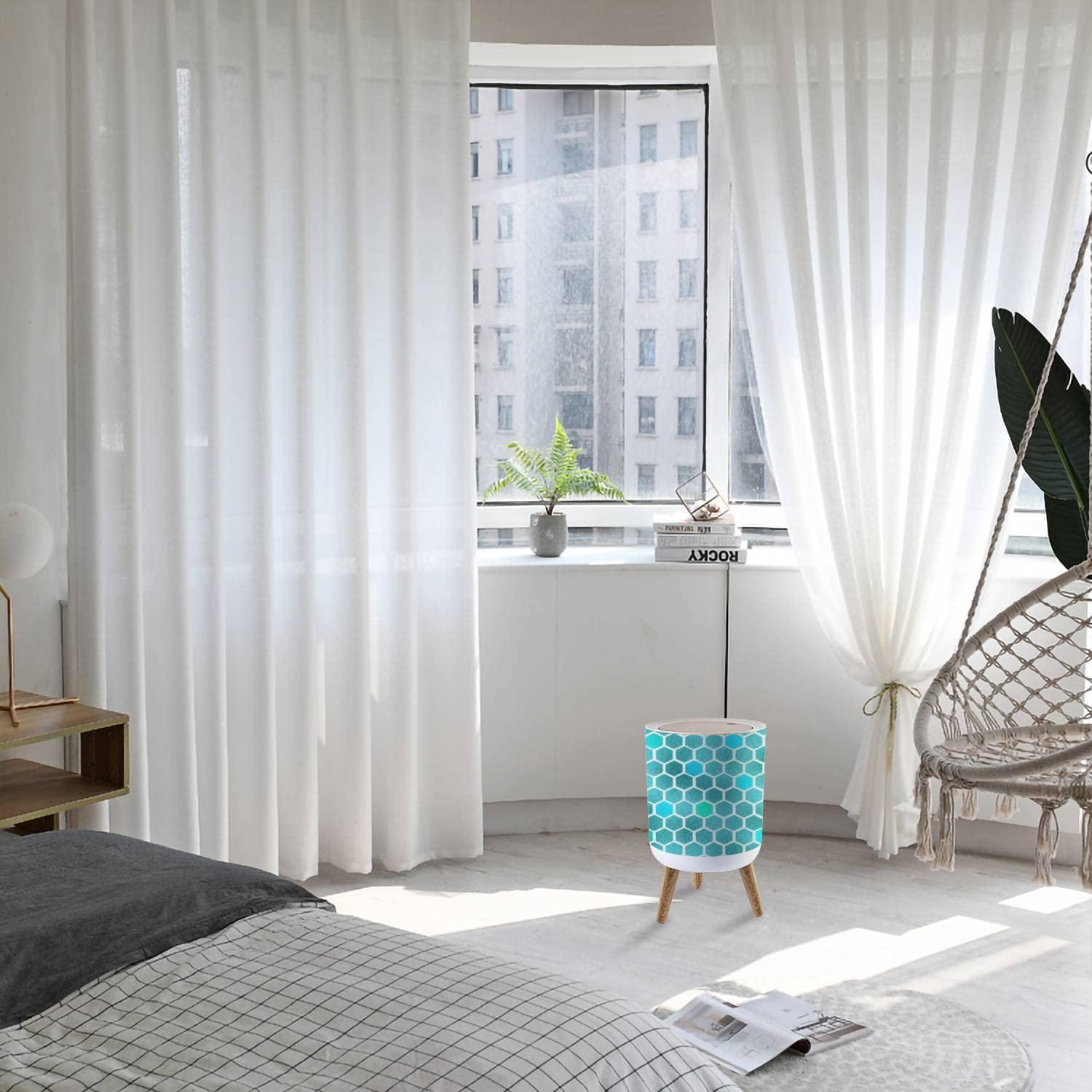 IBPNKFAZ89 Small Trash Can with Lid Mint gold Abstract styles Golden foil tinted paper Good for wedding Garbage Bin Wood Waste Bin Press Cover Round Wastebasket for Bathroom Bedroom Diaper Office Kitchen