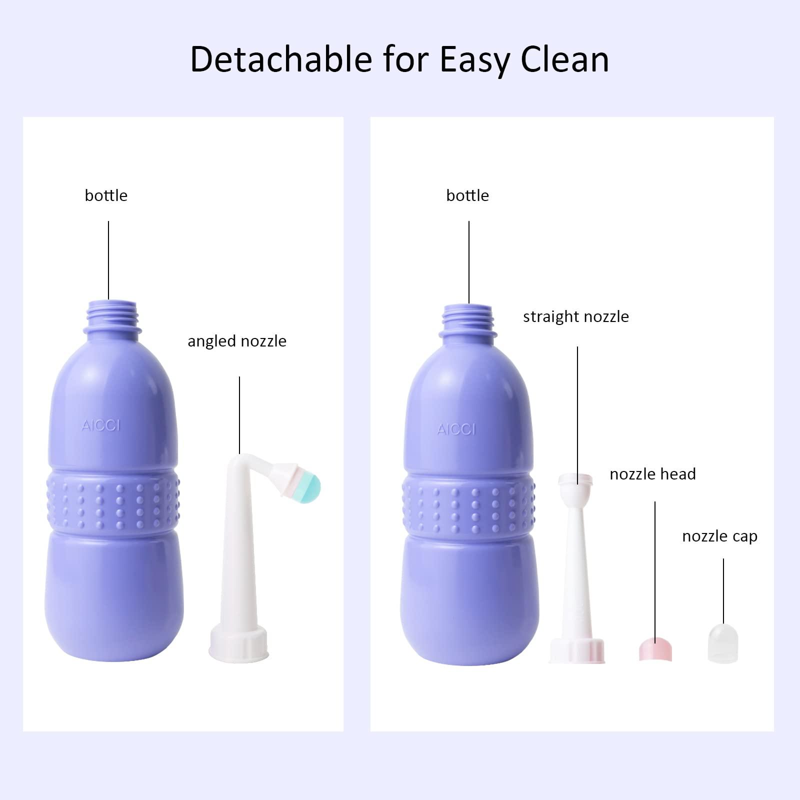 aicci aicci Peri Bottle for Postpartum Care, Portable Travel Bidet for Women, 17oz Large Capacity Perineal Bottle for Feminine Hygiene with Travel Bag and Angled Nozzle (Purple)