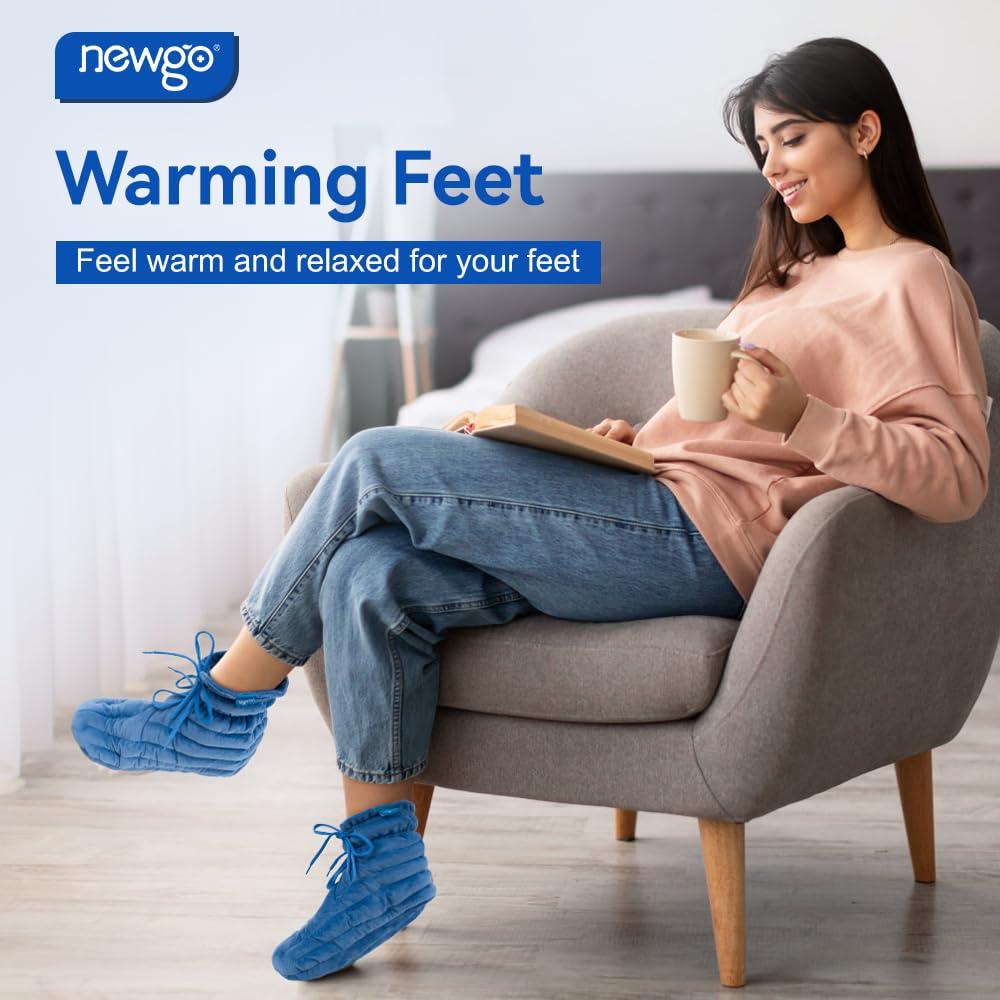 NEWGO NEWGO Bundle of Microwave Heating Pad for Face and Microwave Booties Wrap Blue