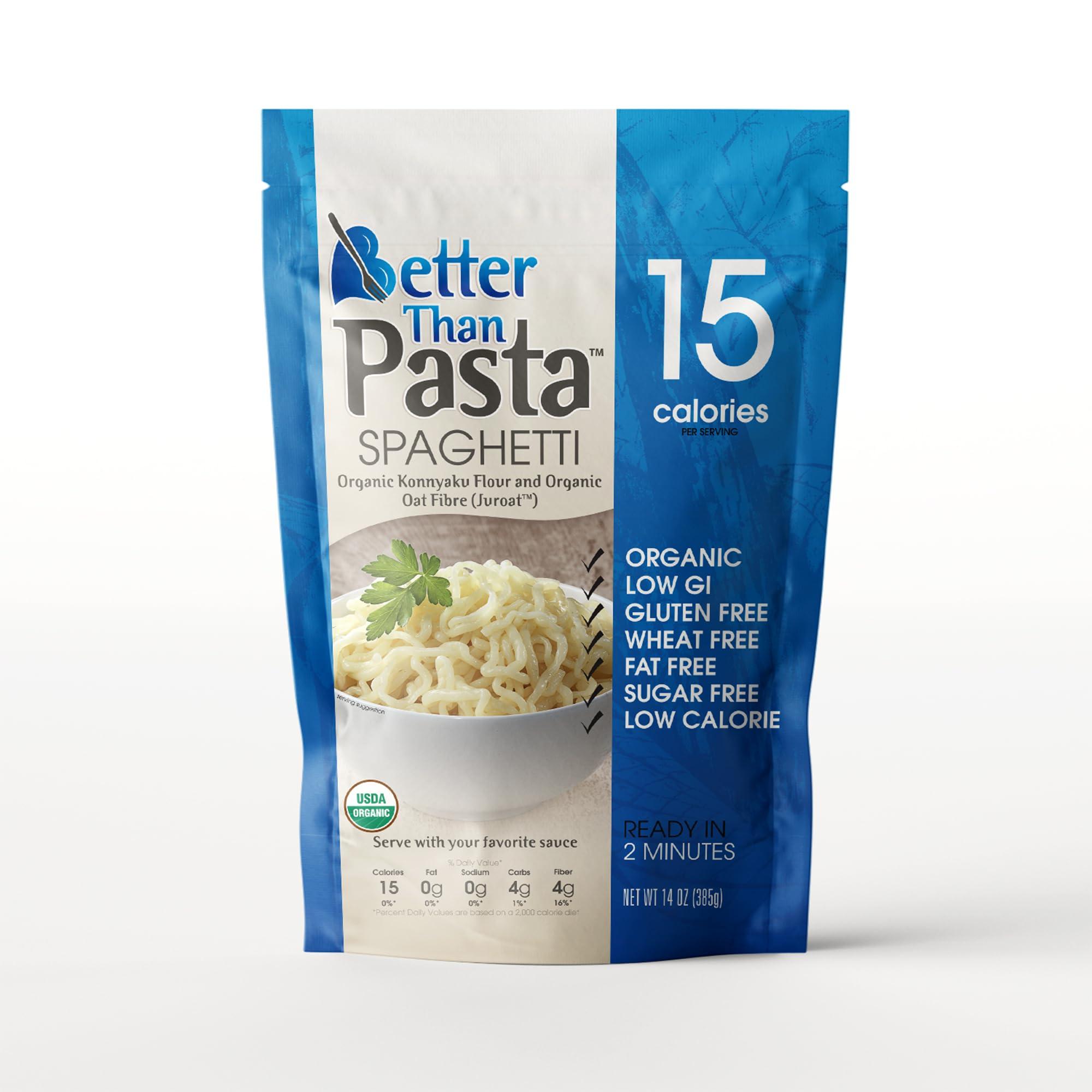 Better Than Noodles Better Than Pasta Spaghetti - Certified USDA Organic, Vegan, Gluten-Free, Non-GMO, Konjac, ZERO Net Carbs, Paleo, Keto and Diabetic Friendly, Shirataki, Fully Cooked, Low Calorie, 14 Ounces (6 Pack)