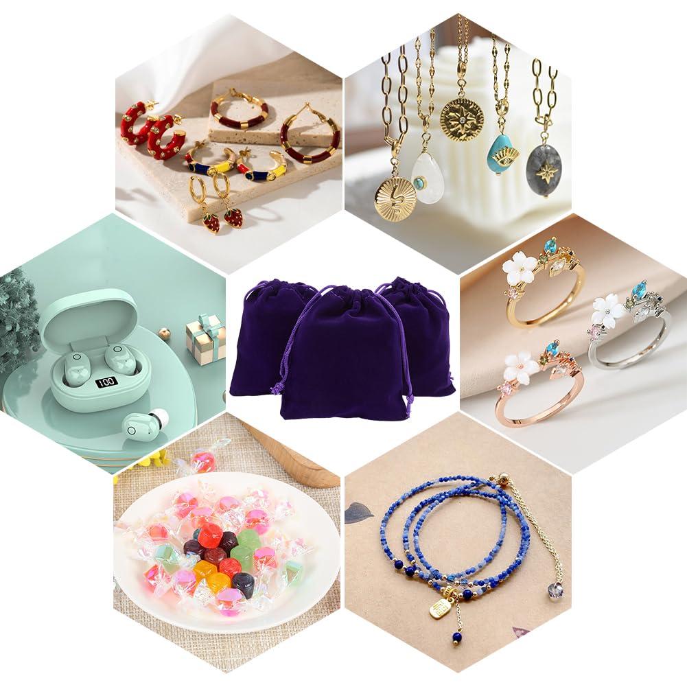 Beebeecraft Beebeecraft 20Pcs Velvet Drawstring Bags Wedding Gift Wrap Bags Purple Velvet Cloth Jewelry Pouches 12x10cm for Jewelry Gifts on Valentine's Day Mother's Day