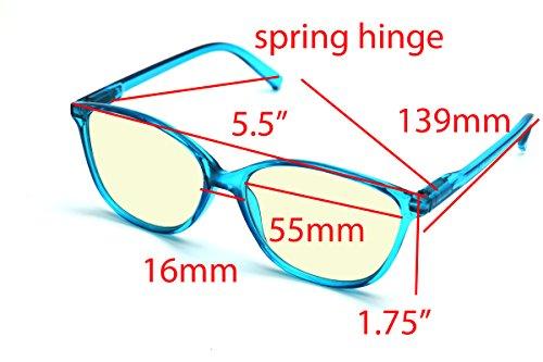 COLOR VIPER ColorViper basic square computer Amber tinted lenses reader Unisex spring temple Reading Glasses many sizes (medium transparent blue/light Amber tinted, 3.00)