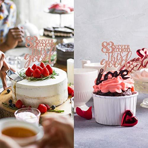 MAGJUCHE 83 Rose Gold Glitter 83 Never Looked This Good Cake Topper, 83rd Birthday Party Toppers Decorations, Supplies