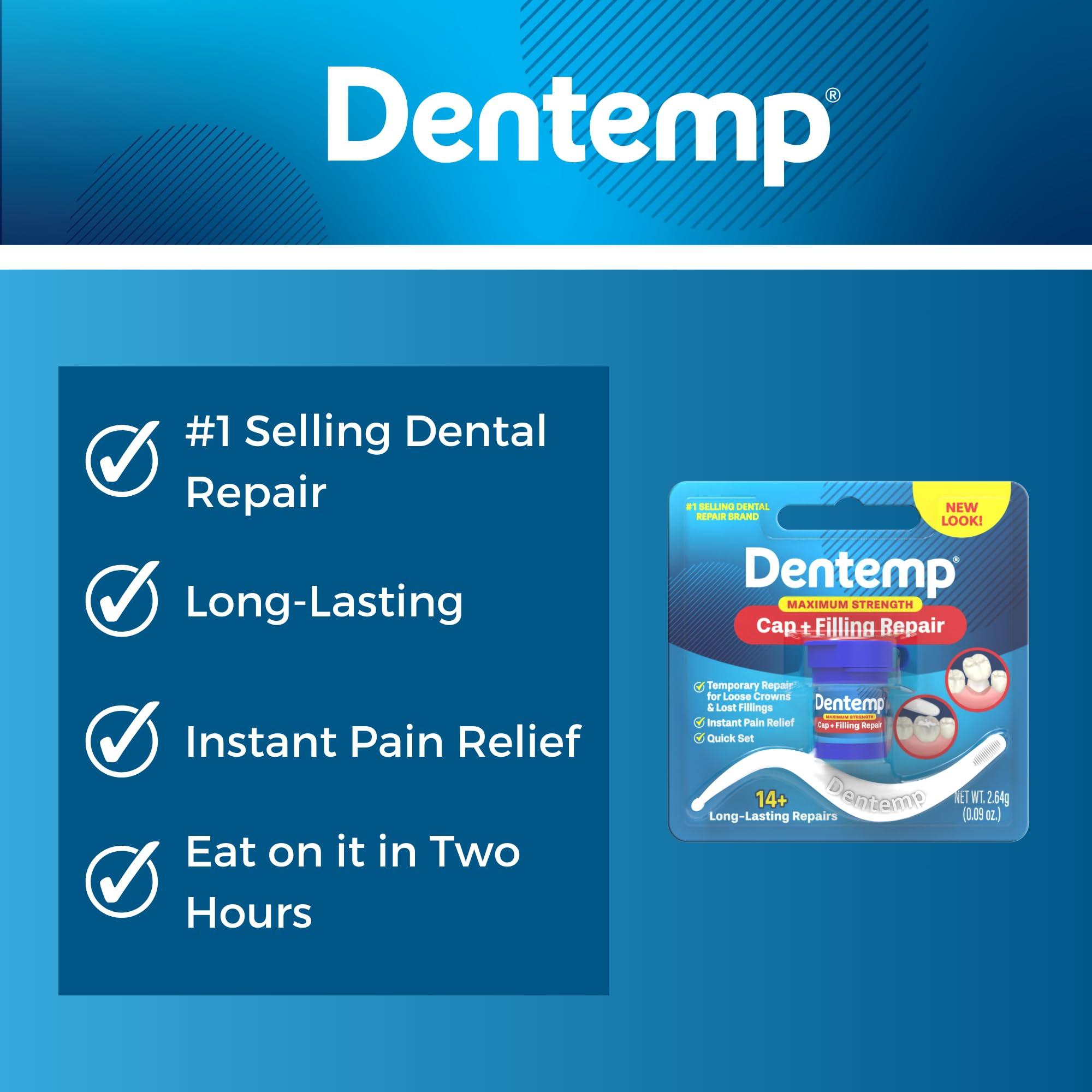 Dentemp Dentemp Maximum Strength Loose Cap and Lost Filling Repair - Dental Repair Kit for Instant Pain Relief (Pack of 3)
