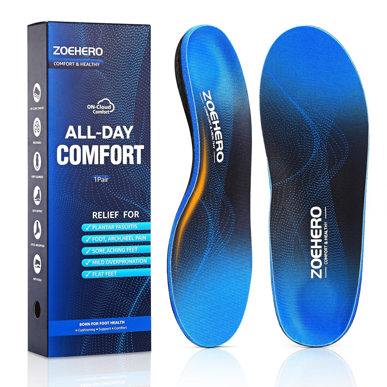 ZOEHERO Plantar Fasciitis Insoles for Men & Women,Heavy Duty Orthotic Inserts with Arch Support for Plantar Fasciitis Relief,Foot Pain Relief,Comfort Insoles for Standing All Day,Sprot,Hiking