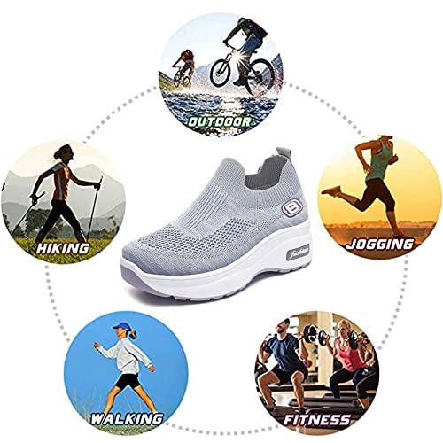 Generic Womens Diabetic Orthopedic Shoes for Swollen Feet Ladies Platform Wide Fit Sneaker Adjustable Closure Toe Walking Sandals for Arthritis Hallux Valgus (Grey 41EU)