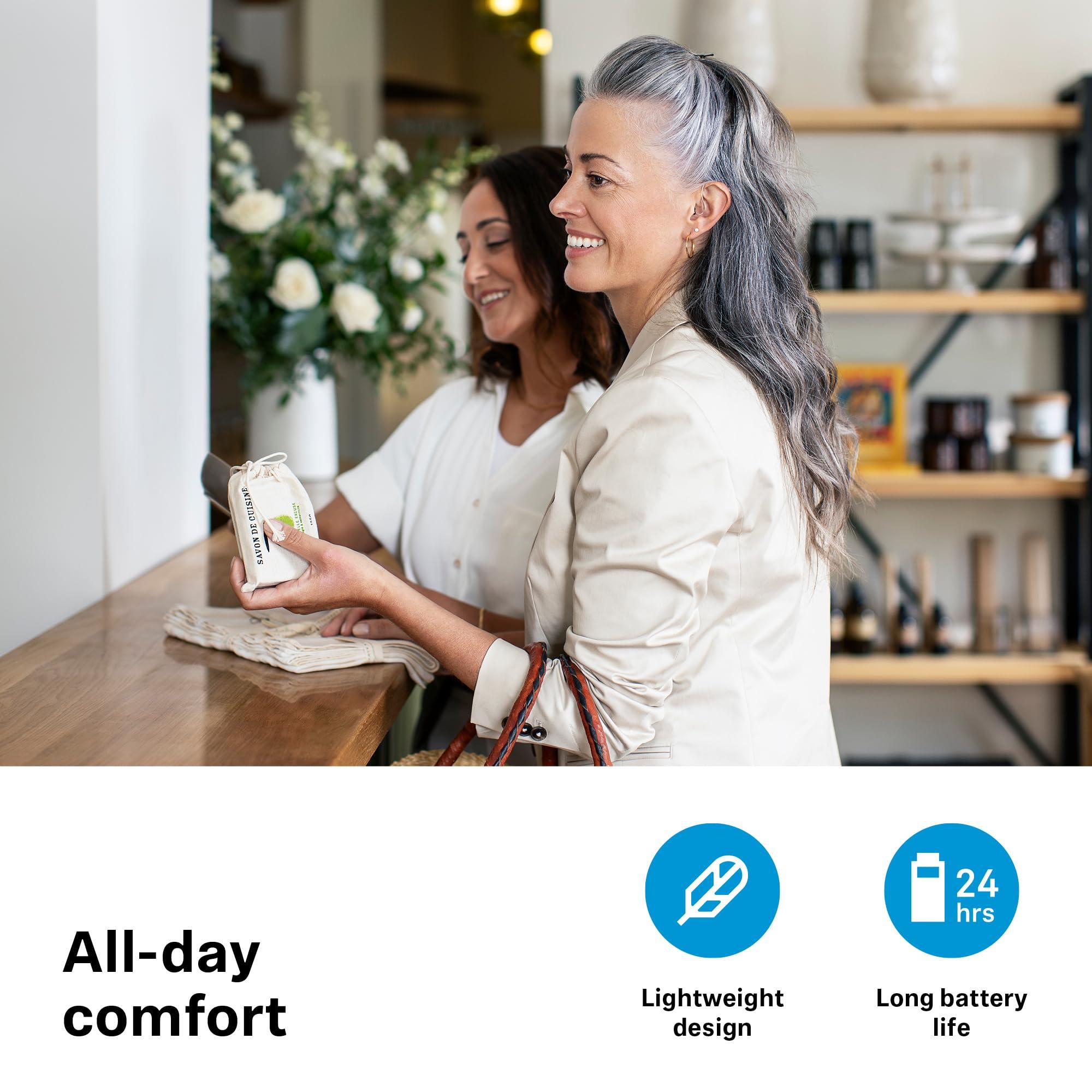 Sennheiser Sennheiser All-Day Clear Bluetooth Hearing Aids - OTC Hearing Aids with Bluetooth - Self-Fitting, Programmable Sound - FDA Cleared - Light Grey