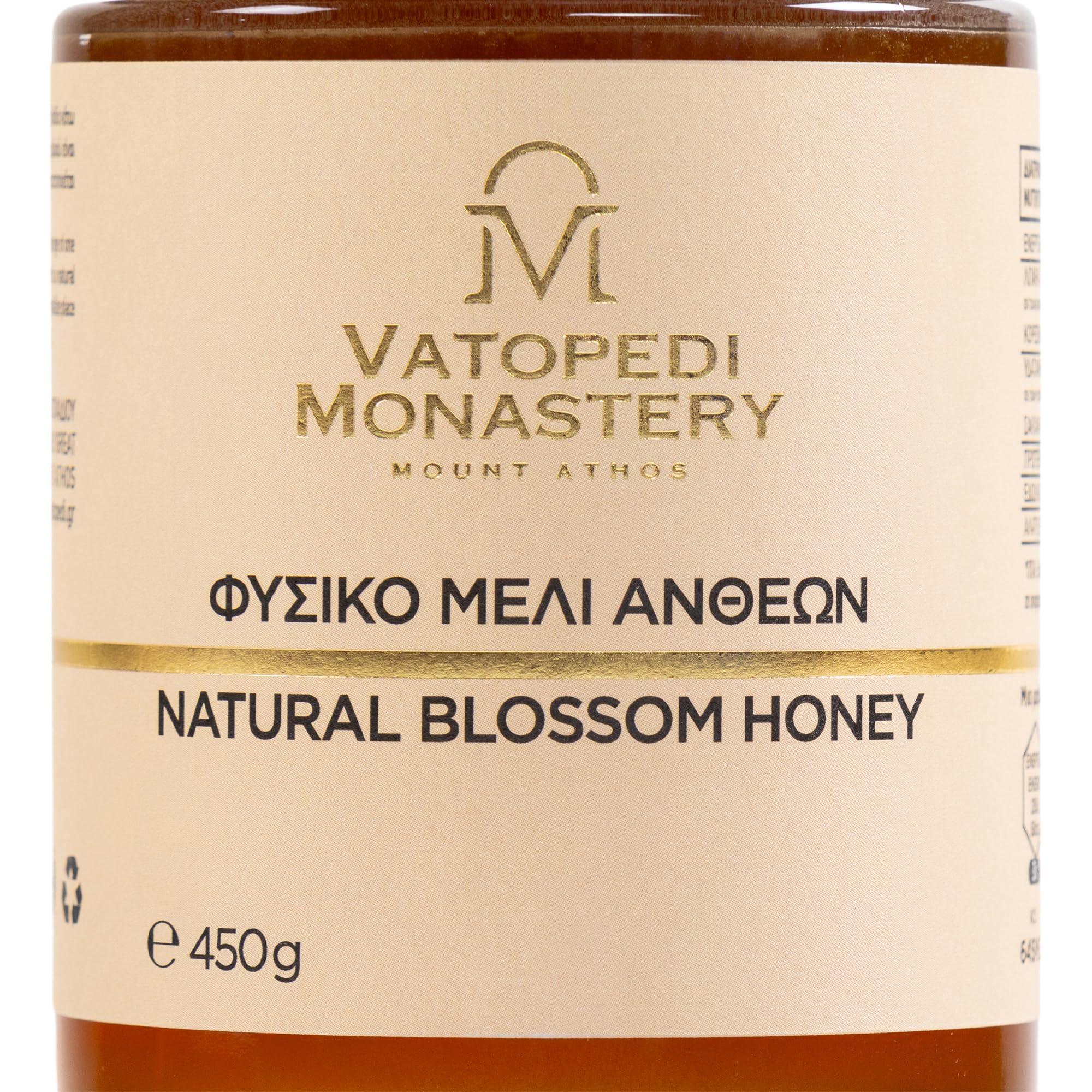 VATOPEDI MONASTERY MOUNT ATHOS Natural Monastic Wildflower Honey, 450g - Premium Blossom Honey from Mount Athos, Crafted with Ancient Monastic Traditions