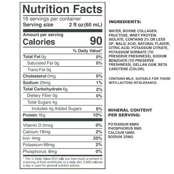 VIDAFUEL Vidafuel Protein Drink, 16g Protein per 2oz Shot, 32 fl oz Carton, 2 Pack, Citrus, Collagen and Whey Drink, No Artificial Sweeteners
