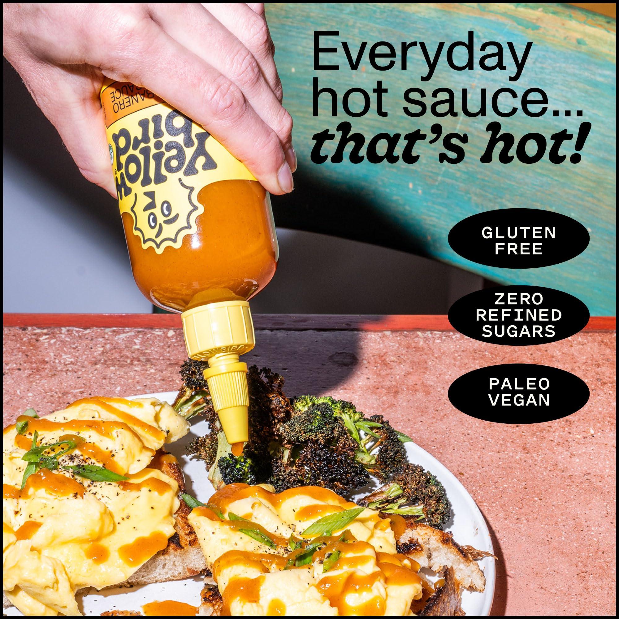 Yellowbird Foods Yellowbird Organic Habanero Hot Sauce - Medium Hot - Vegan Habanero Sauce Made with Carrots, Garlic and Tangerine - Gluten-Free & Non-GMO Organic Hot Sauce - Tabletop Size - (19.6 oz, 1 Count)