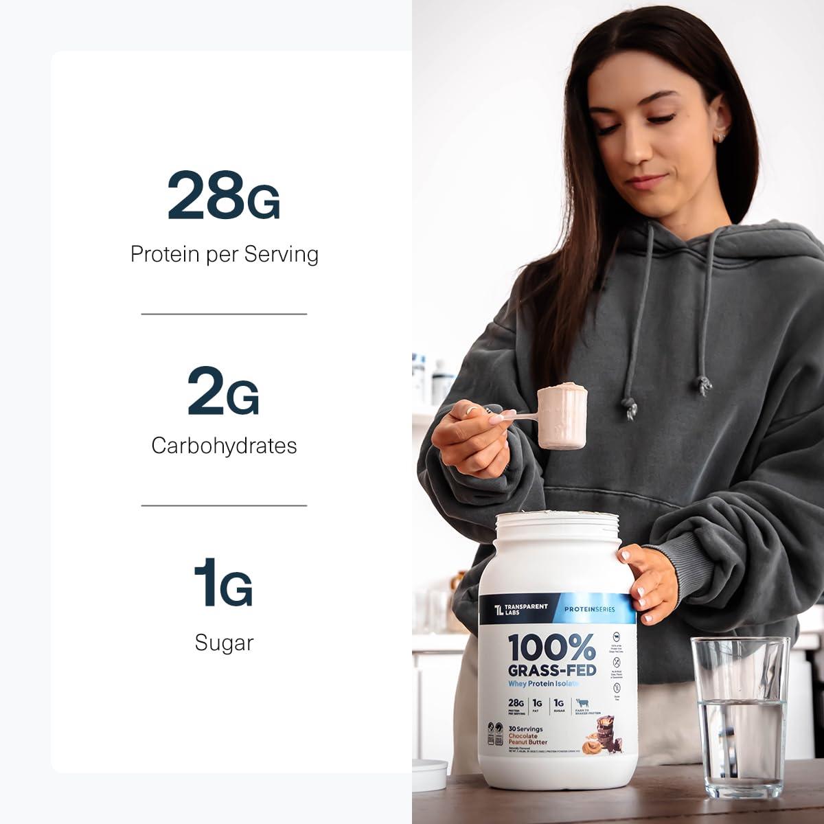 Transparent Labs Transparent Labs Grass-Fed Whey Protein Isolate - Naturally Flavored, Gluten Free Whey Protein Powder with 28g of Protein per Serving & 9 Amino Acids - 30 Servings, Oatmeal Chocolate Chip Cookie
