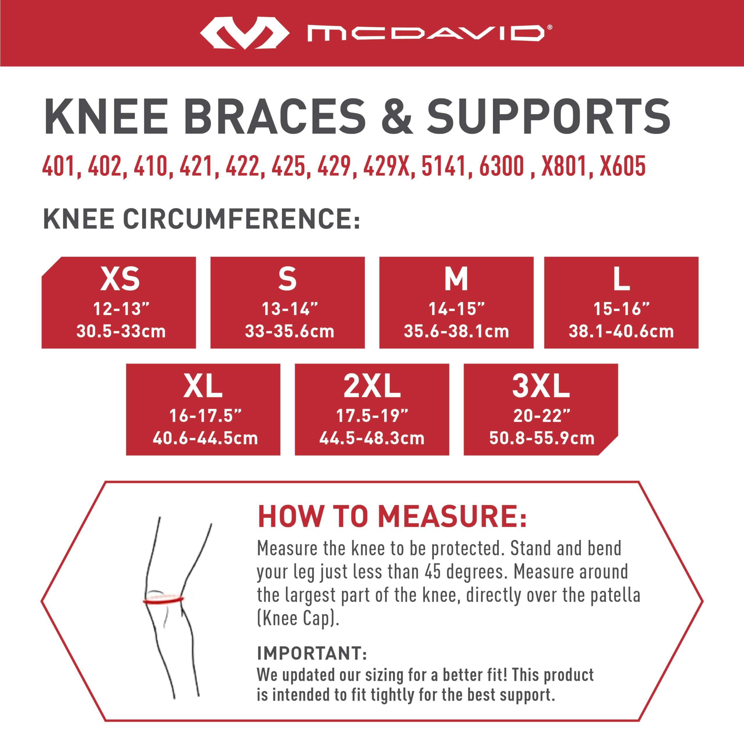 McDavid McDavid NRG Max Support Knee Brace, Compression Brace w/Spring Hinges for Injury Recovery, Pain, Fits Right or Left Leg