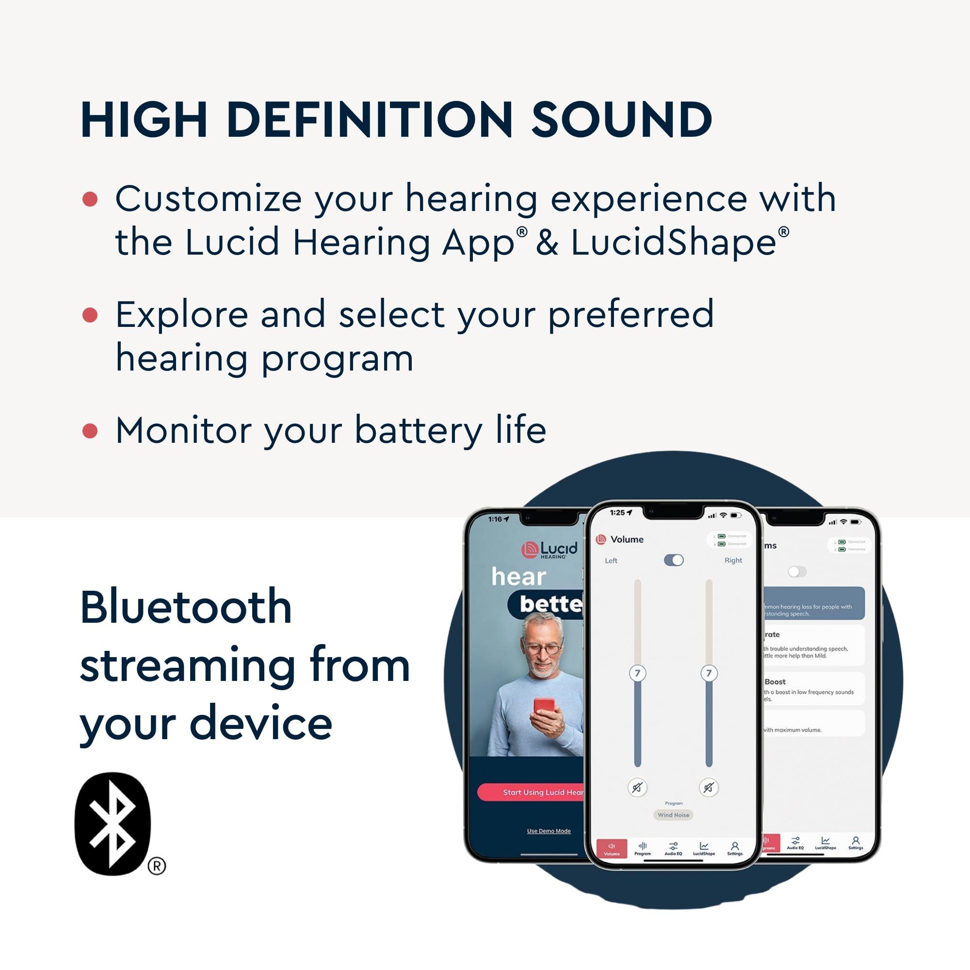 Lucid Hearing Lucid Hearing Engage Premium OTC Hearing Aids (Compatible with iPhone, Black)