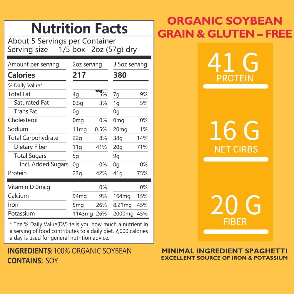 PureFit PureFit Organic Soy Bean Spaghetti PastaHigh Protein PastaLow Carb Keto Pasta, Gluten-Free, Vegan, Non-GMO, Kosher, Plant-Based Bean Noodles - 6 Pack(60 Oz/30 Servings)