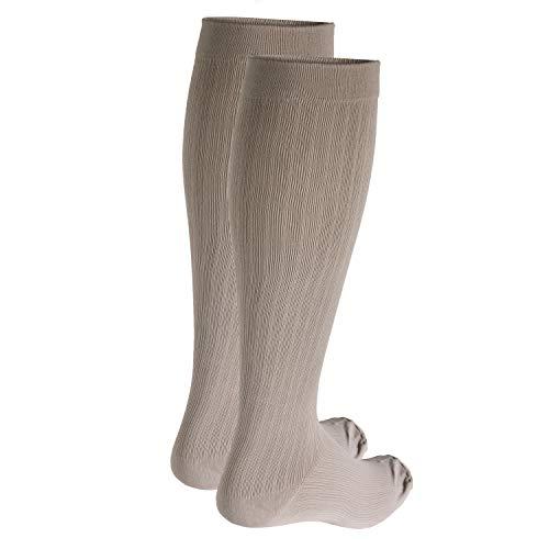 Truform Truform Compression Socks, 8-15 mmHg, Men's Dress Socks, Knee High Over Calf Length, Tan, Small