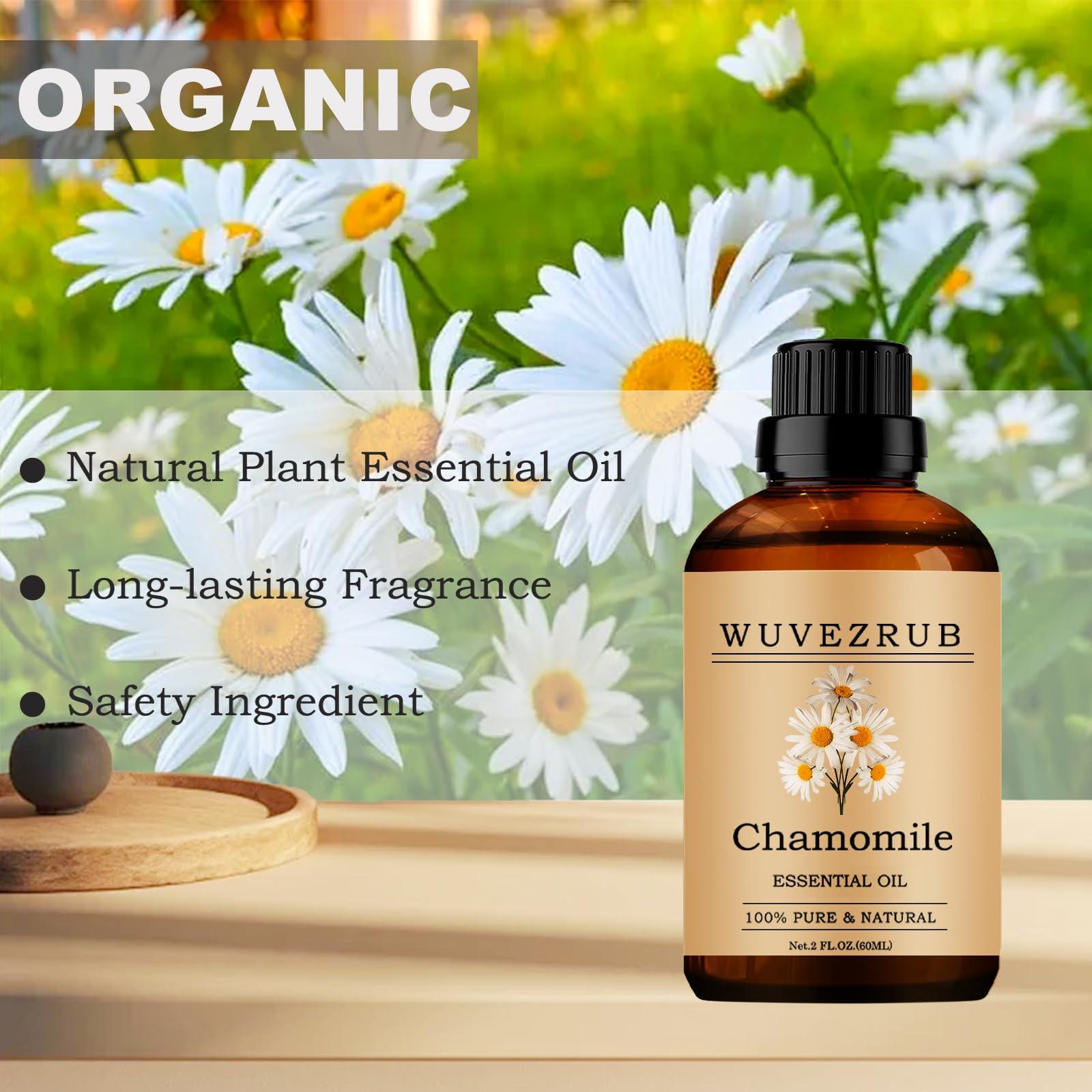 Wuvezrub Chamomile Essential Oils 60ML, Organic 100% Pure and Natural Chamomile Essential Oil for Aromatherapy Diffuser - 2 Fl Oz/Chamomile