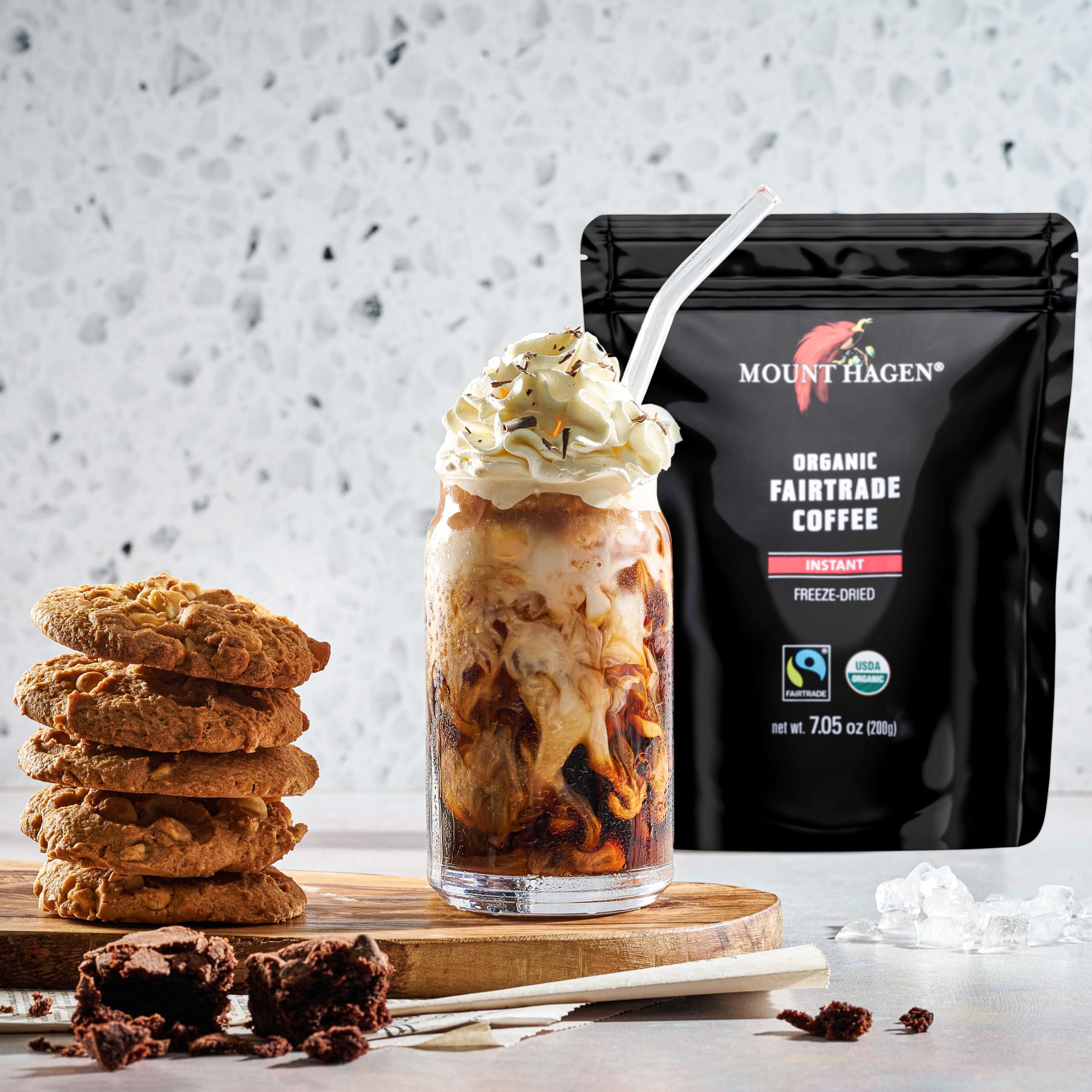Mount Hagen Mount Hagen 7.05oz Organic Freeze Dried Instant Coffee | Eco-friendly Instant Coffee, Medium Roast Arabica Beans | Organic, Fair-Trade, Freeze-Dried Instant Coffee in Resealable Pouch Bag [7.05oz]