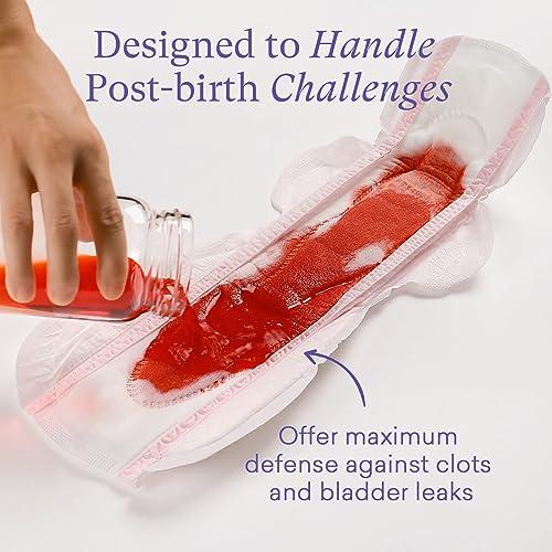 PurComfy PurComfy Premium Postpartum Pads with Wings Extra Long Maternity Pads Large Maximum Absorbency Post-partum Incontinence Pads Ultra Soft Heavy Flow Secure Leak Protection After Birth Pads, 24 Count