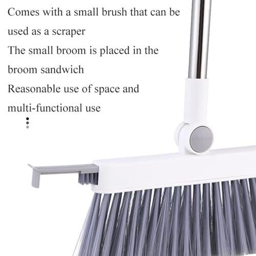 NIBHZ NIBHZ Plastic Dustpan and Broom for Hard Floor, 180 Degree Rotatable Broom Set for Sweeping Outdoor, Garden, Lobby, Indoor