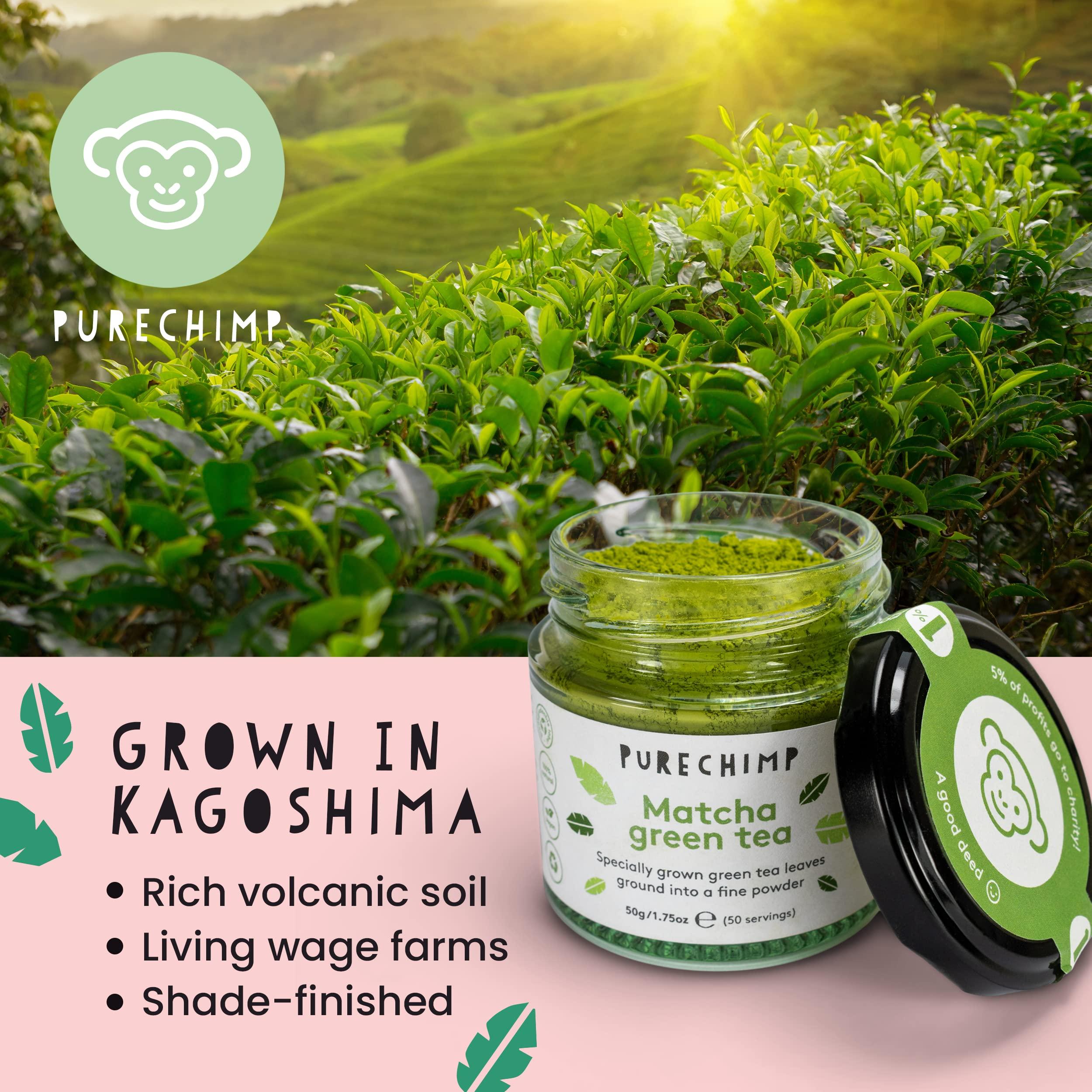 PureChimp Matcha Green Tea Powder - 1.75 Ounces (50g) of Ceremonial Grade Japanese Matcha for Baking, Lattes and Smoothies - Regular